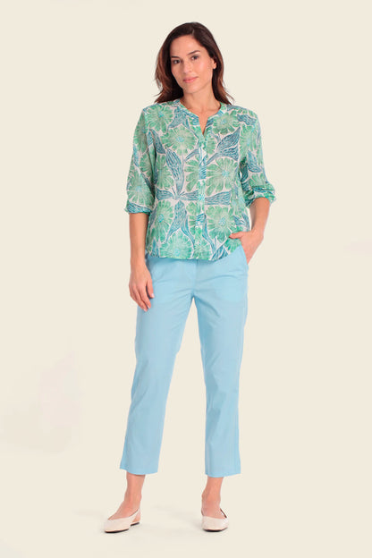 Gerry Weber Flower &amp; Leaves Print 0 Long Sleeve Printed Blouse SKU: N61081_658 Image 03