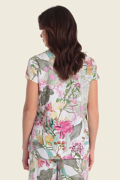 Gerry Weber Flower Print 0 Short Sleeve Printed Blouse SKU: N61083_667 Image 02