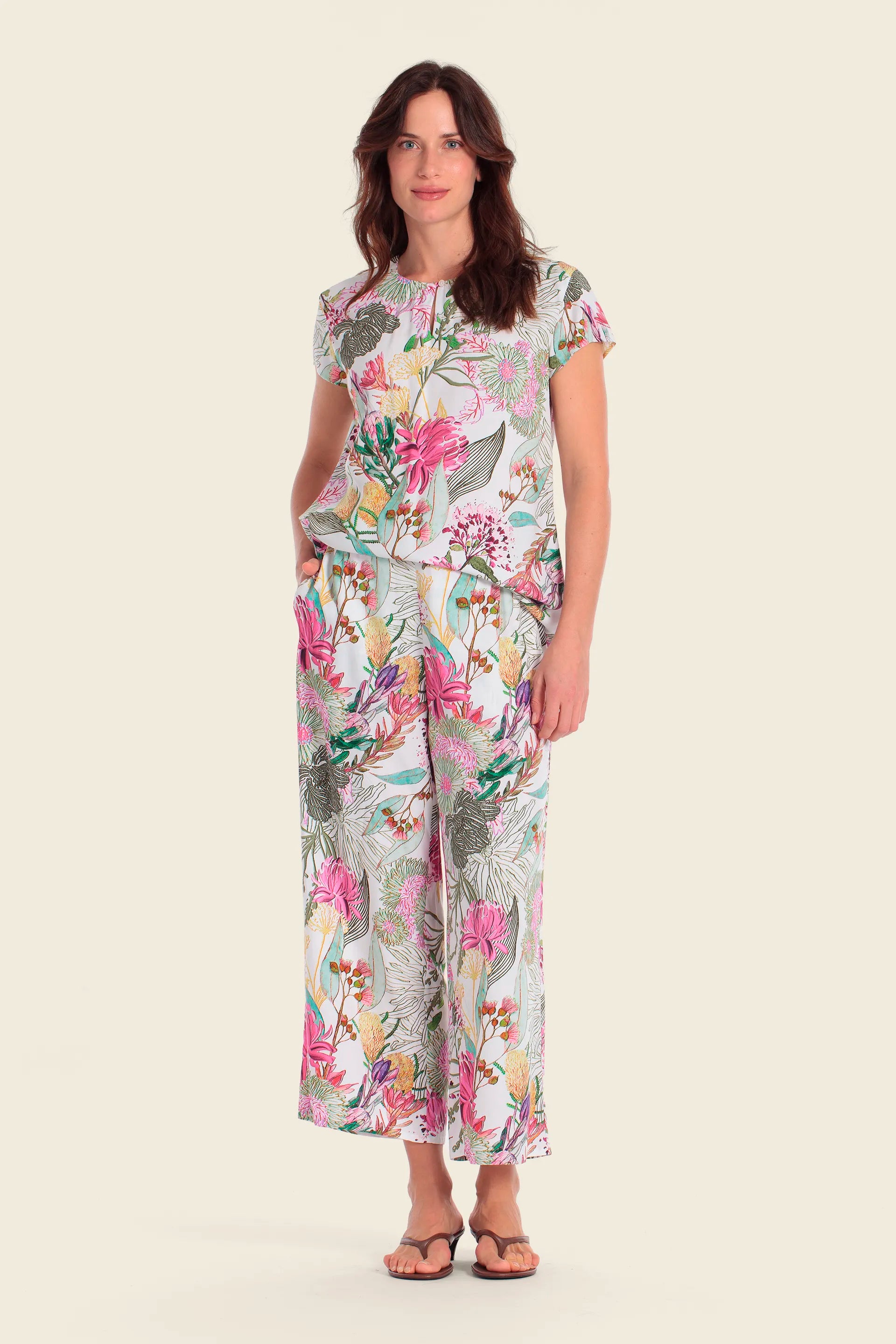 Gerry Weber Flower Print 0 Short Sleeve Printed Blouse SKU: N61083_667 Image 03