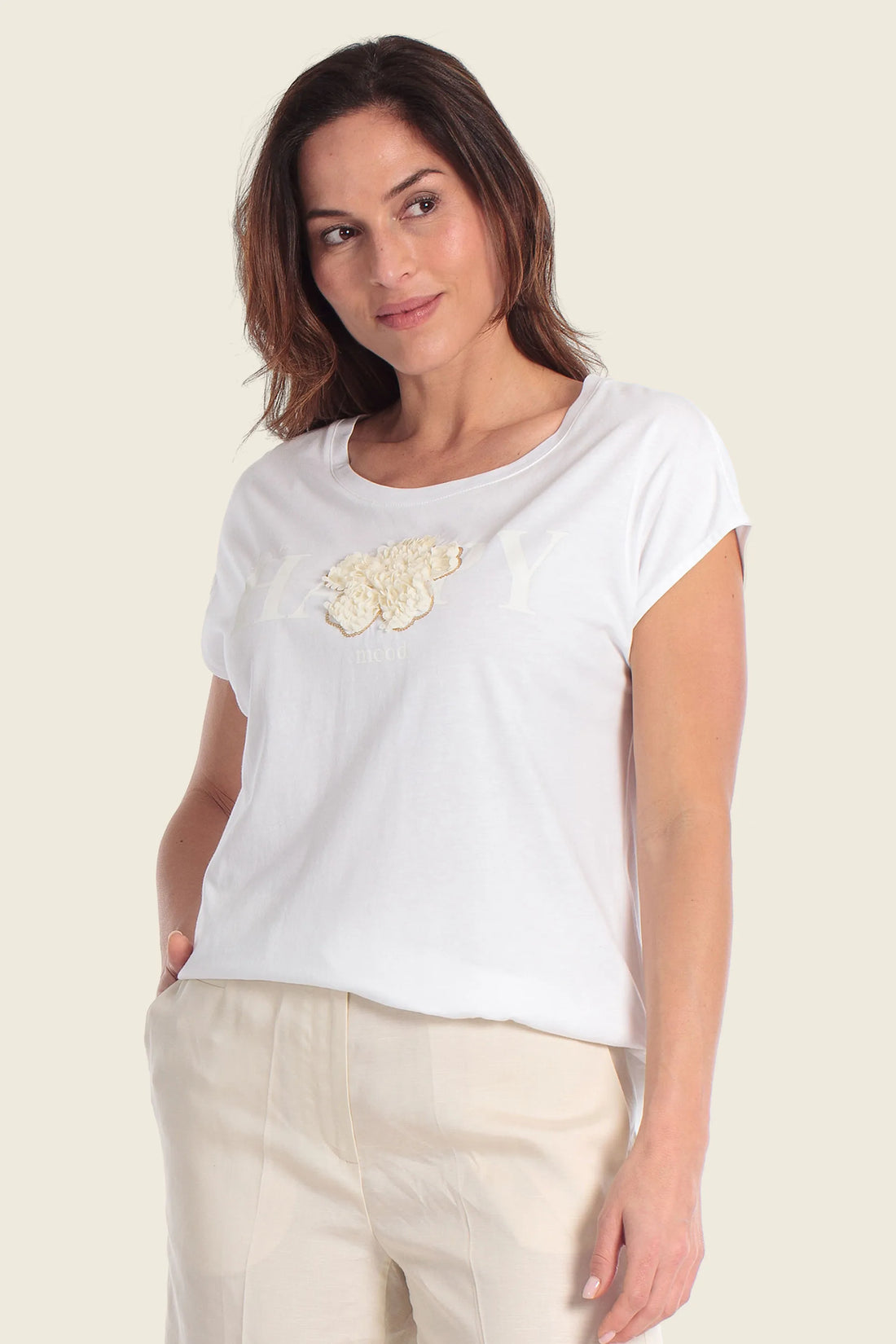 Gerry Weber White 0 White T-Shirt With Graphic Print SKU: N61265_102 Image 01