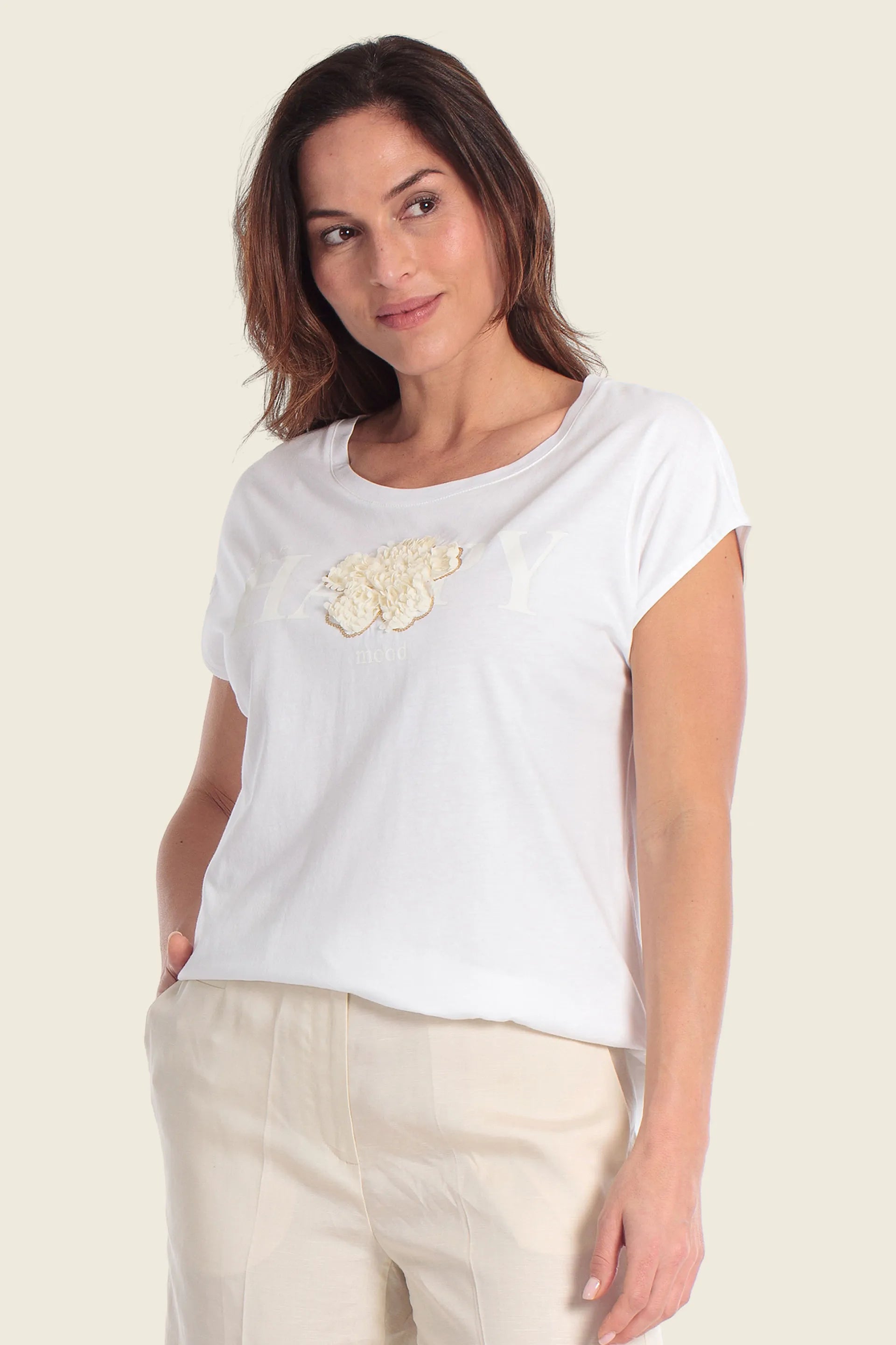 Gerry Weber White 0 White T-Shirt With Graphic Print SKU: N61265_102 Image 01