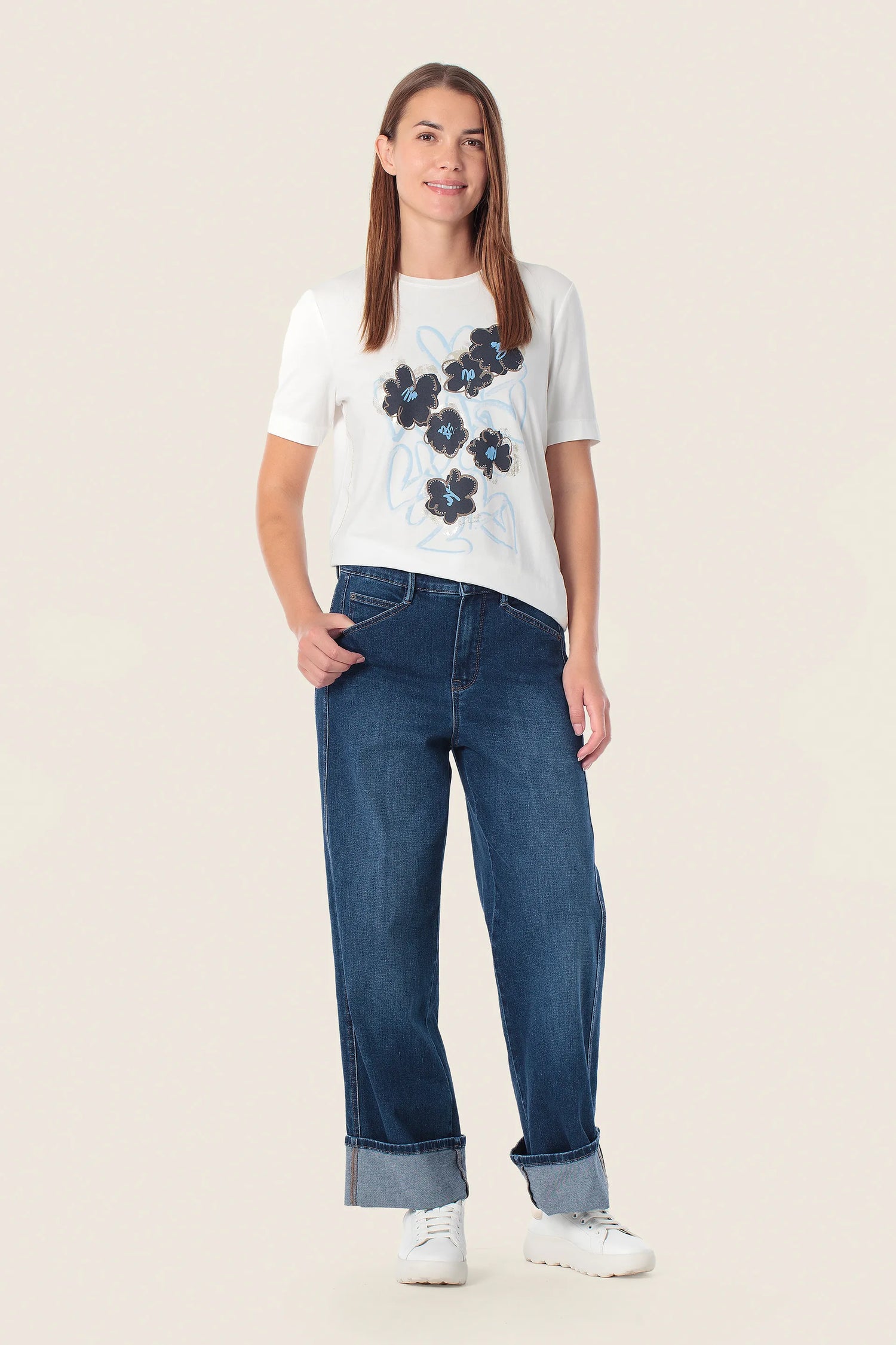 Gerry Weber White Off White 0 White T-Shirt With Graphic Print SKU: N61701_121 Image 03