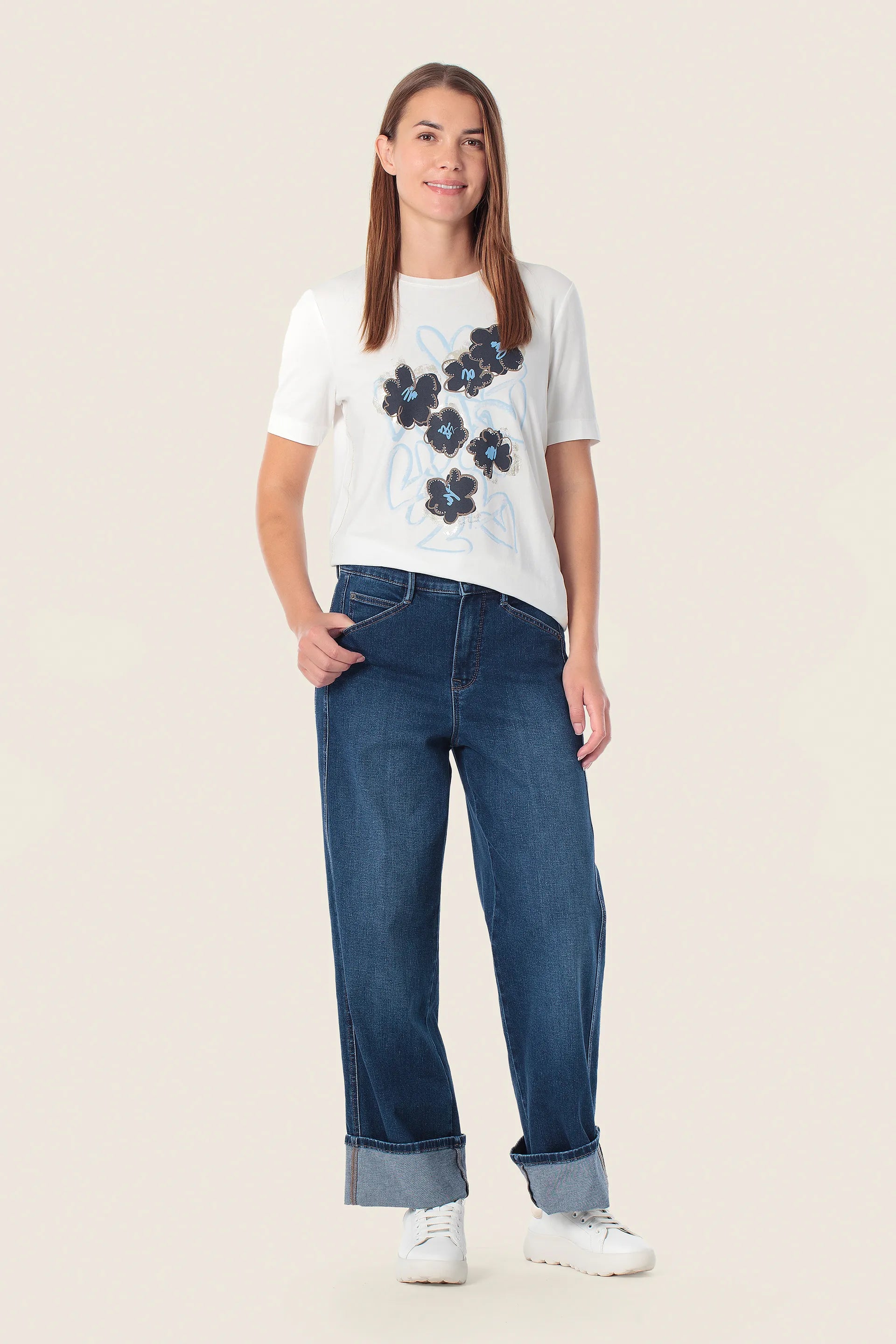 Gerry Weber White Off White 0 White T-Shirt With Graphic Print SKU: N61701_121 Image 03