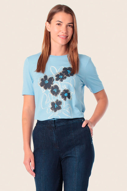 Gerry Weber Blue Sky 0 Blue T-Shirt With Graphic Print SKU: N61701_125 Image 01