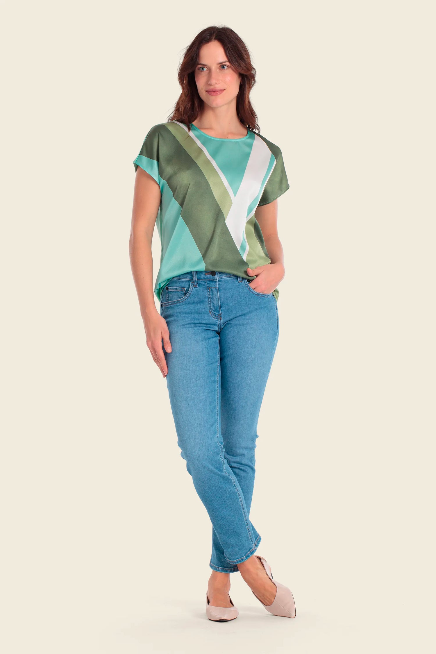 Gerry Weber Green Hazy Tea Front Print 0 T-Shirt Front Print SKU: N61745_634 Image 03