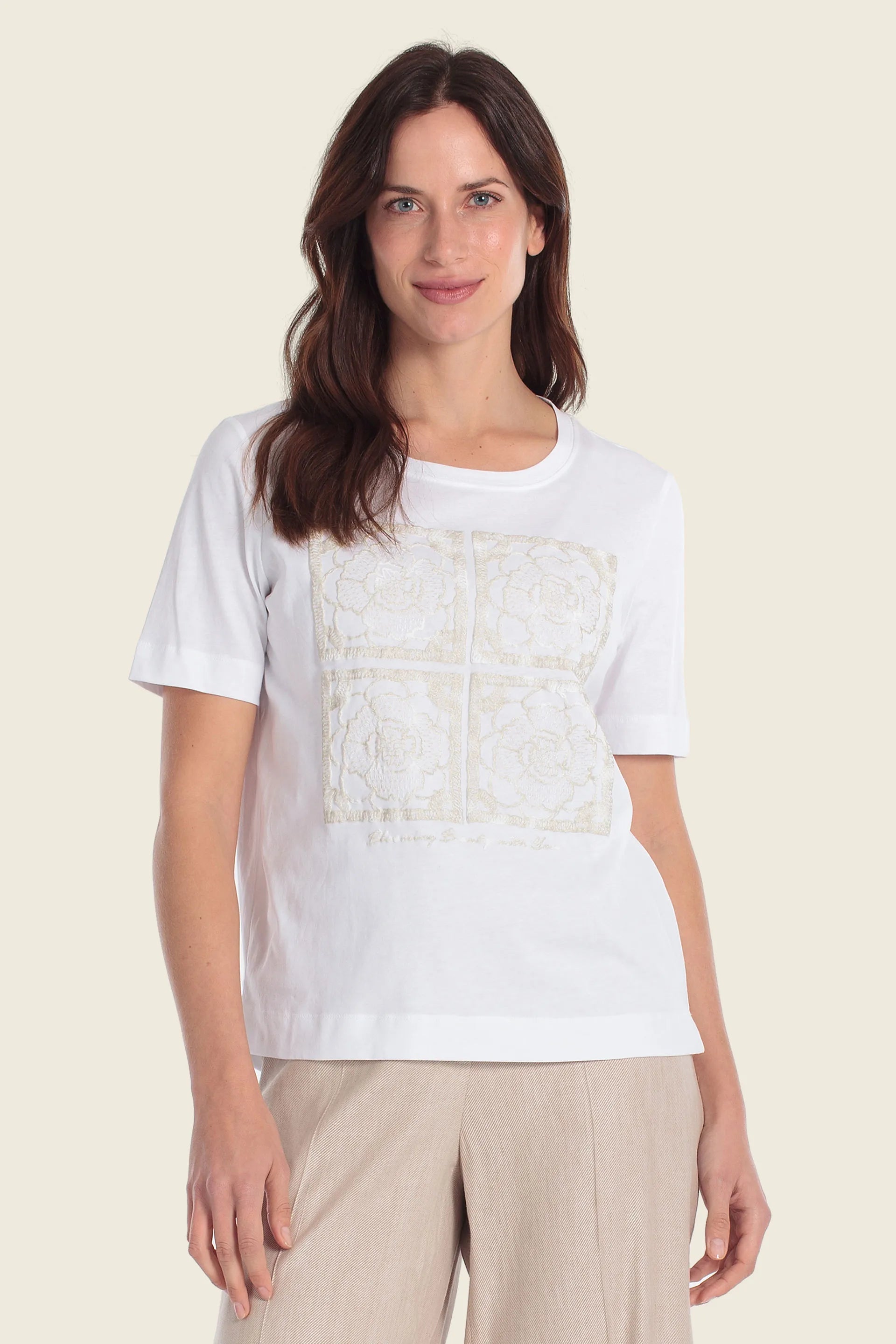 Gerry Weber White Front Print 0 White T-Shirt With Graphic Print SKU: N61750_665 Image 01