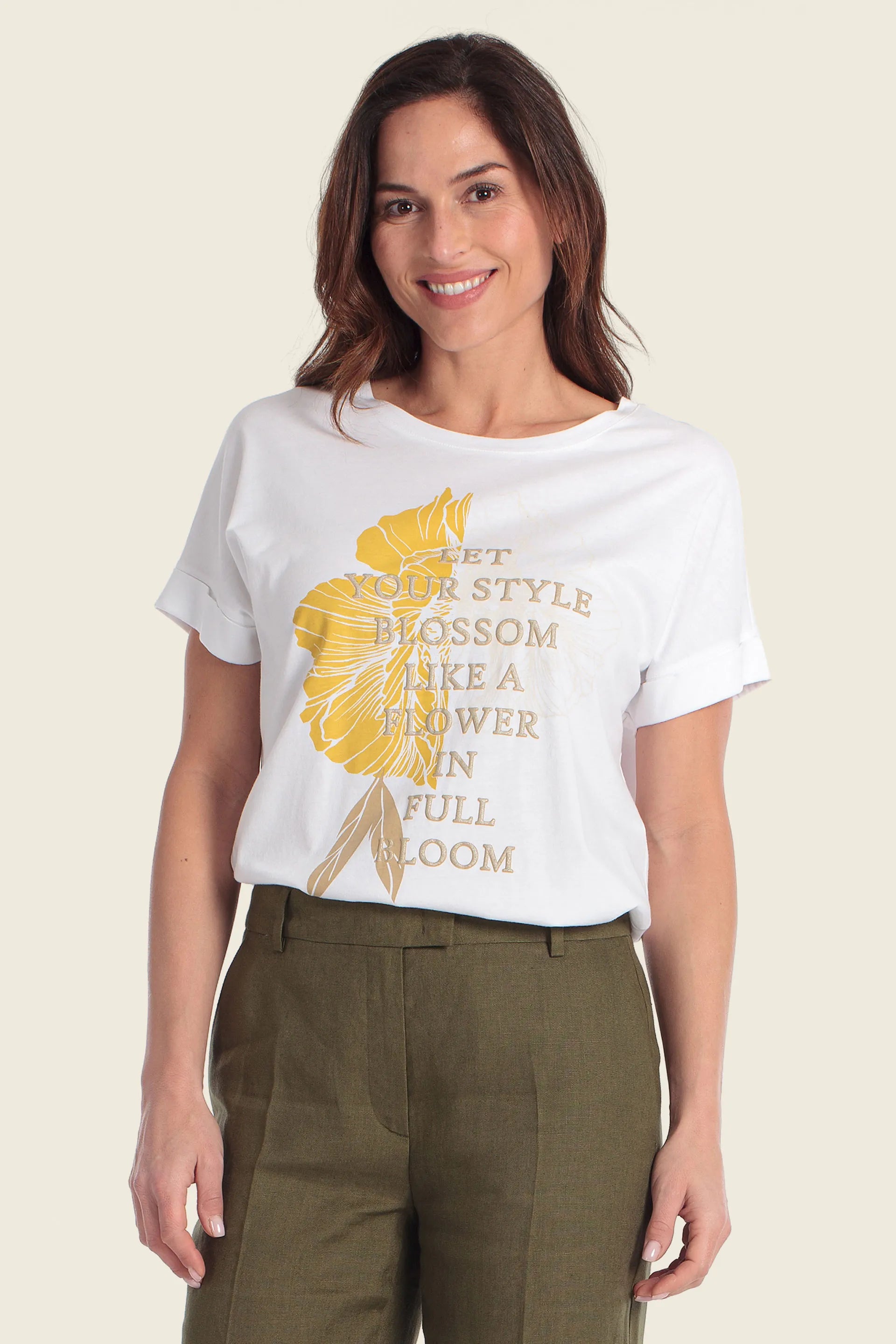 Gerry Weber White Front Print 0 White T-Shirt With Graphic Print SKU: N61751_665 Image 01