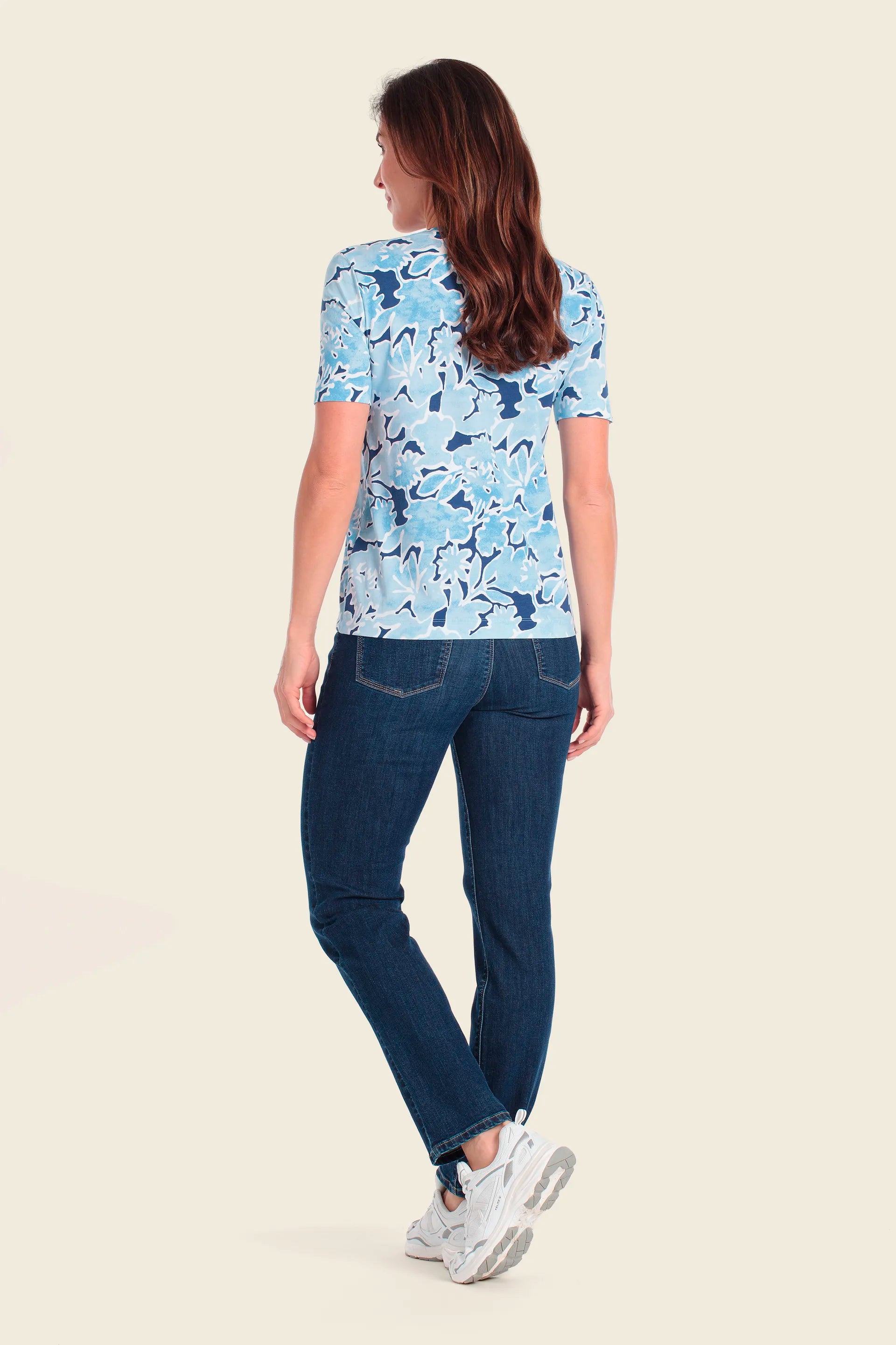 Gerry Weber Blue Flower Print 0 All Over Printed T-Shirt SKU: N61765_637 Image 04