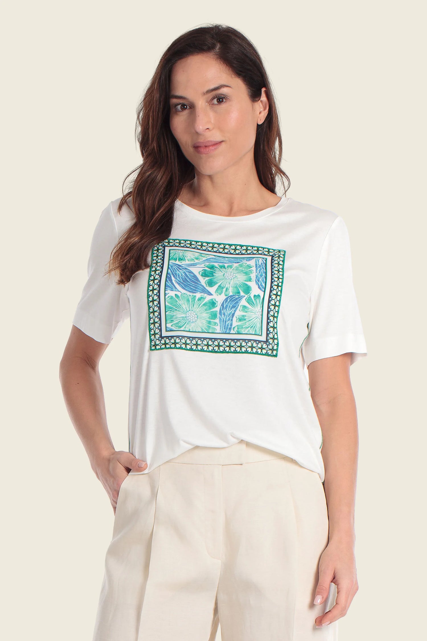 Gerry Weber White Front Print 0 White T-Shirt With Graphic Print SKU: N61781_665 Image 01