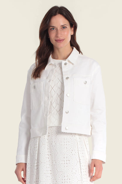 Gerry Weber White 0 White Cropped Denim Jacket SKU: N62164_102 Image 01