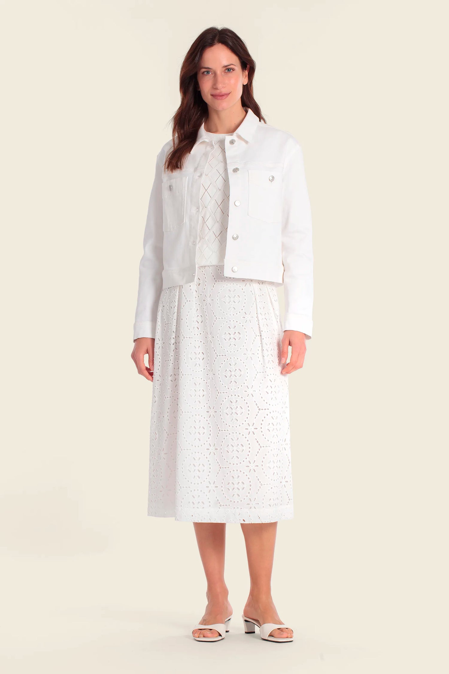 Gerry Weber White 0 White Cropped Denim Jacket SKU: N62164_102 Image 03