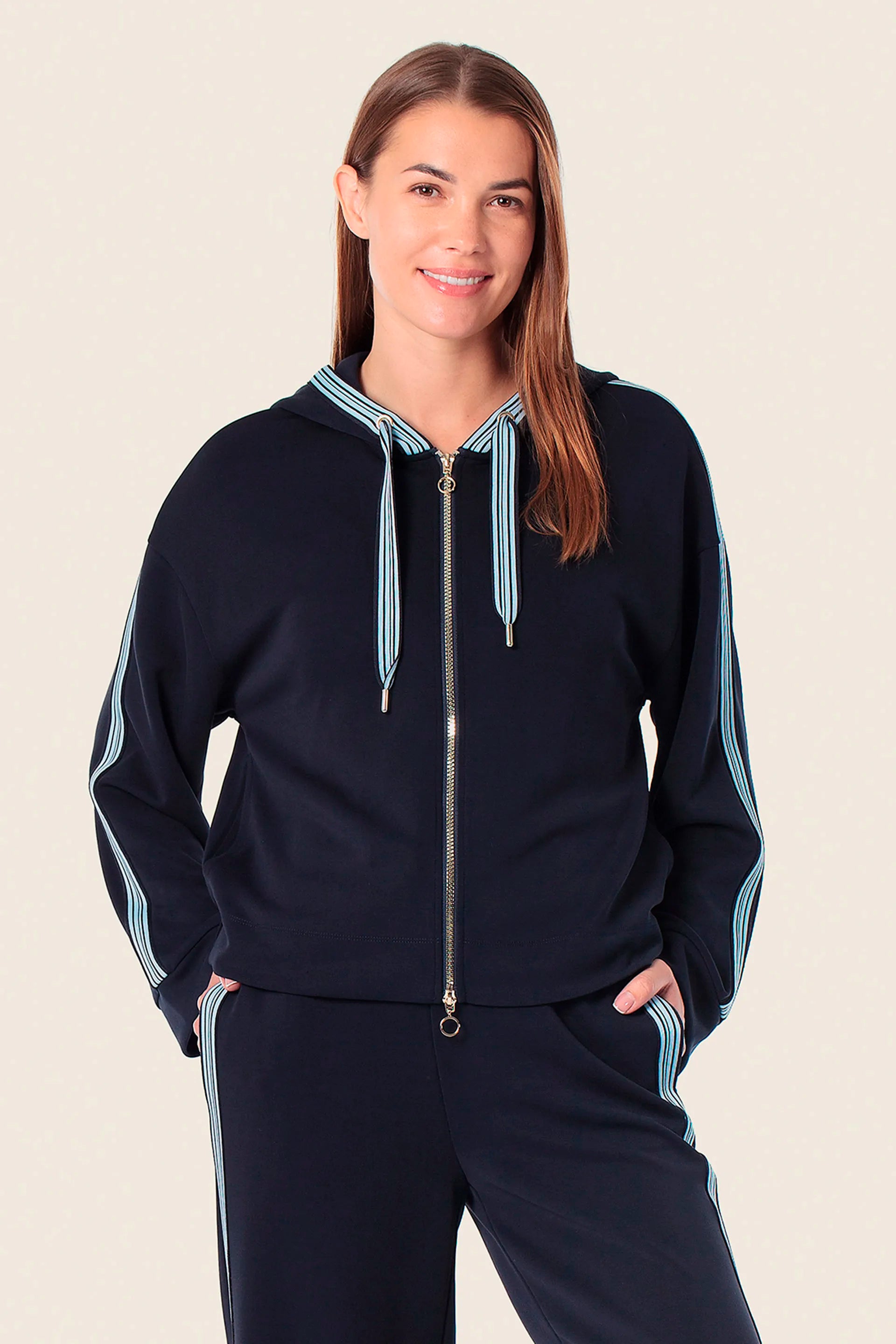 Gerry Weber Blue Navy 0 Hooded Sports Jacket SKU: N62200_104 Image 01