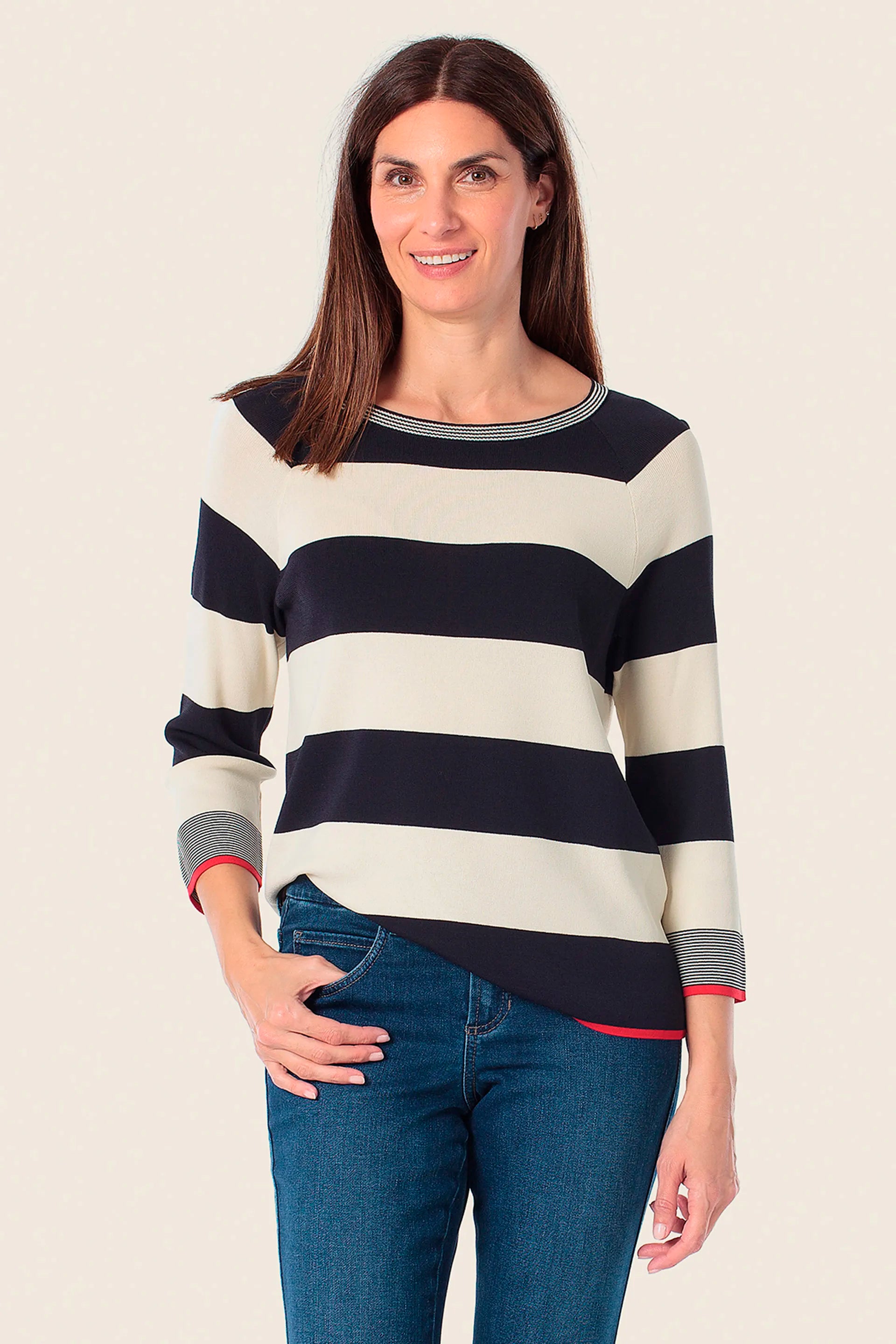 Gerry Weber Blue Navy 0 Striped Sweater SKU: N64632_104 Image 01