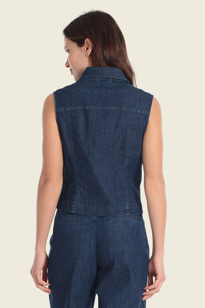 Gerry Weber Blue Dark Denim 0 Button Up Vest SKU: N64704_397 Image 02