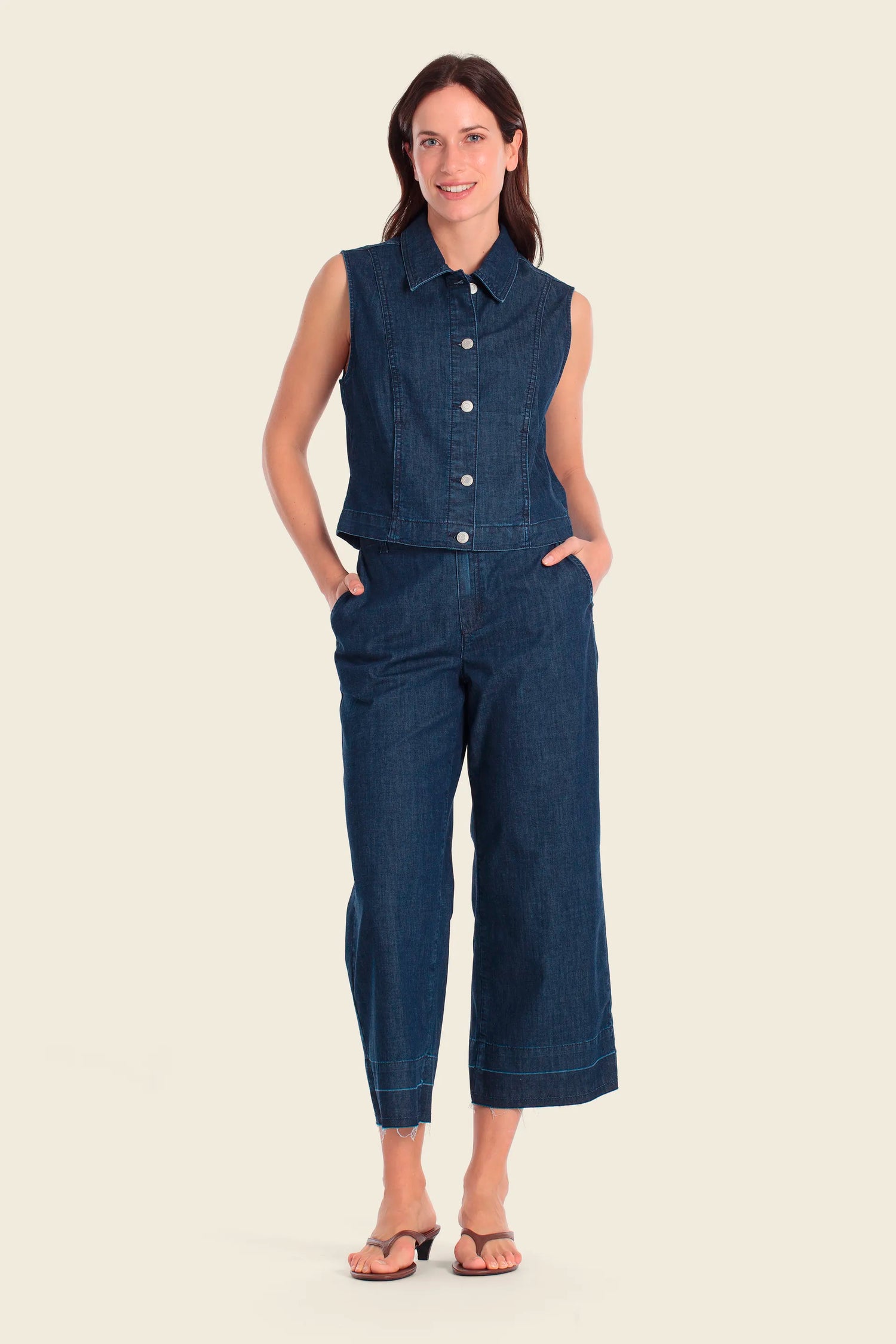 Gerry Weber Blue Dark Denim 0 Button Up Vest SKU: N64704_397 Image 03