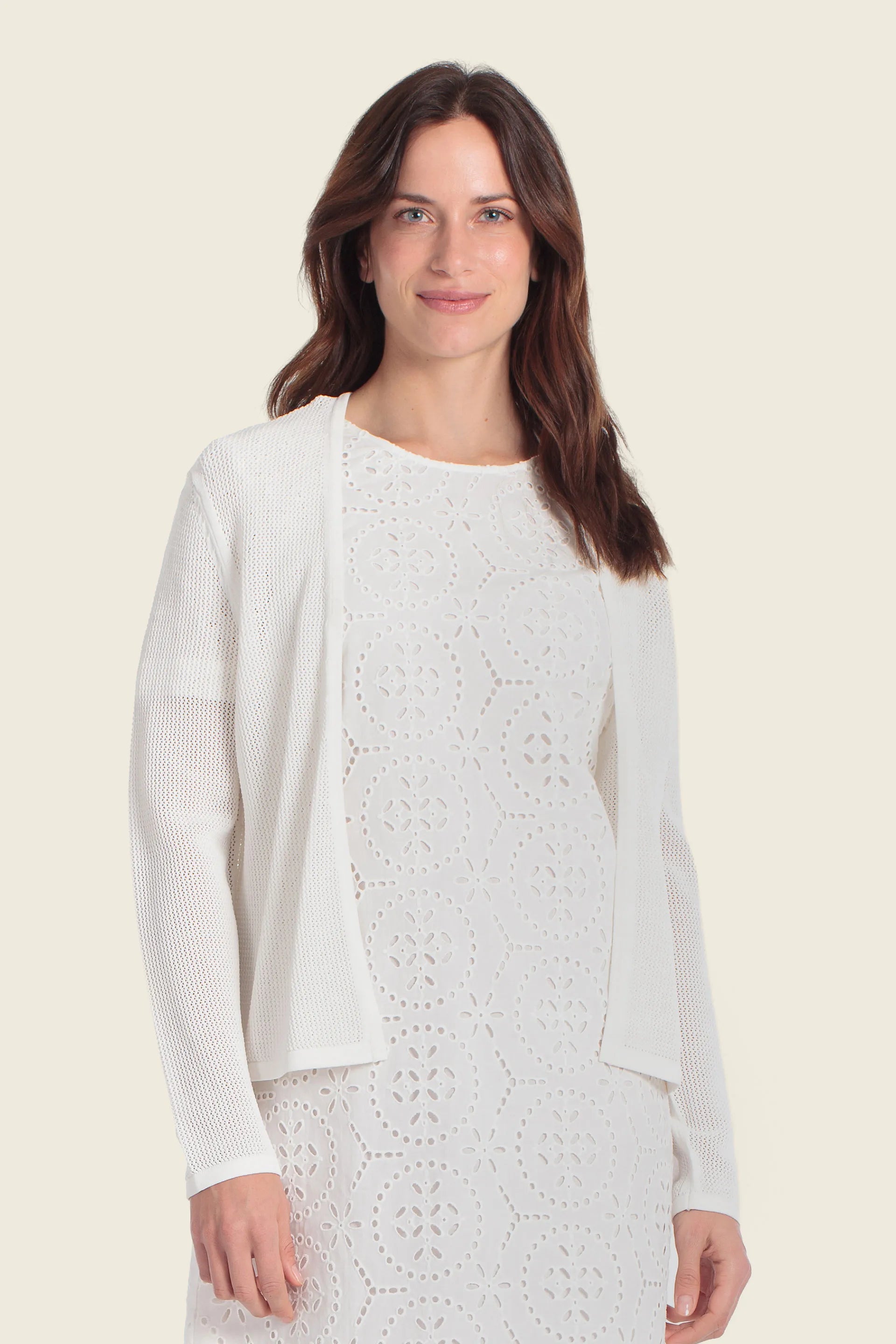Gerry Weber White 0 Short Knitted Cardigan SKU: N64844_102 Image 01