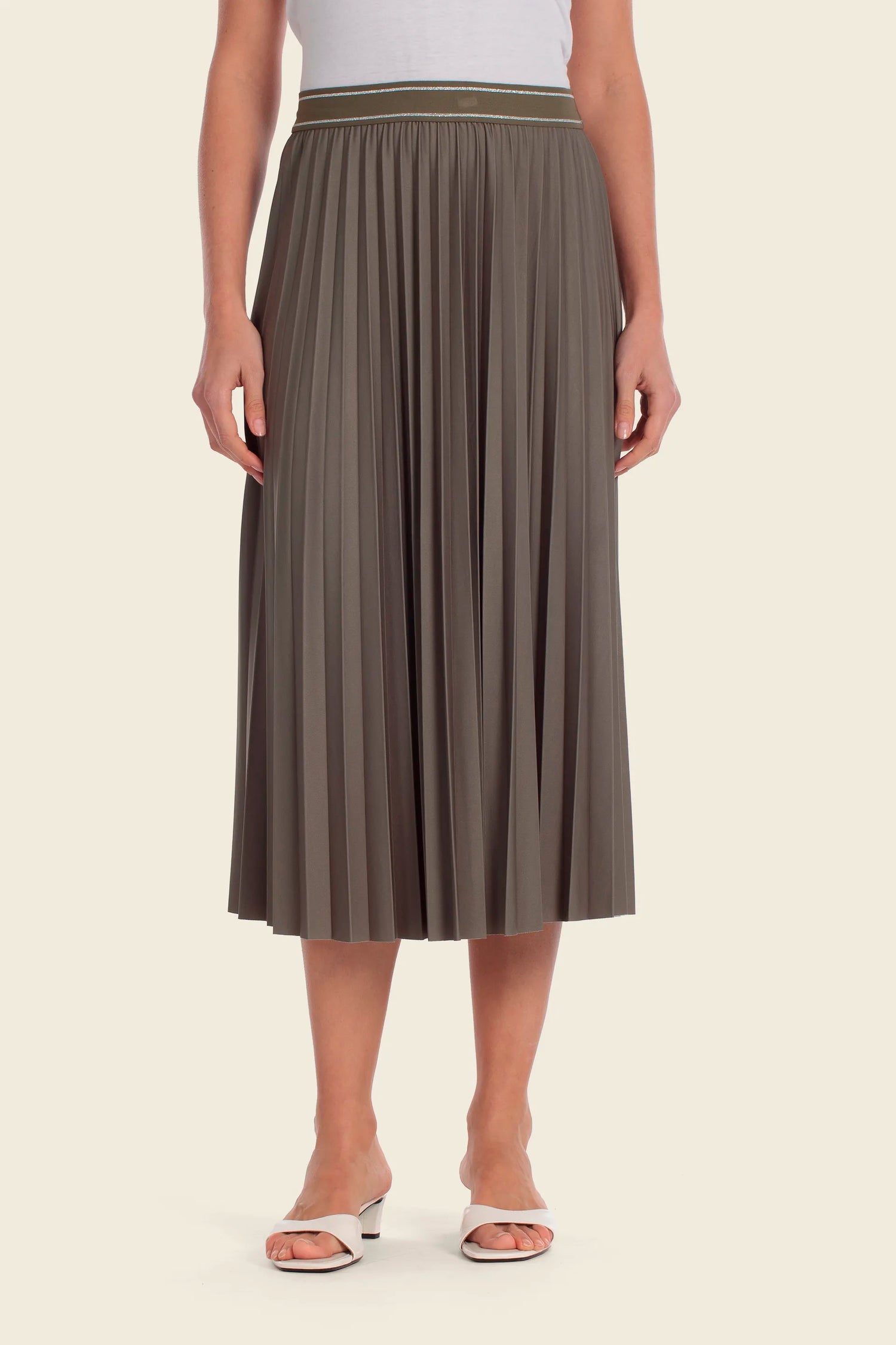 Gerry Weber Green Khaki 0 Green Midi Skirt SKU: N65684_155 Image 01