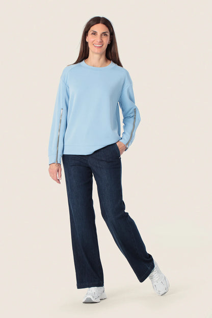 Gerry Weber Blue Sky 0 Blue Sweatshirt With Sleeve Zippers SKU: N66000_125 Image 03