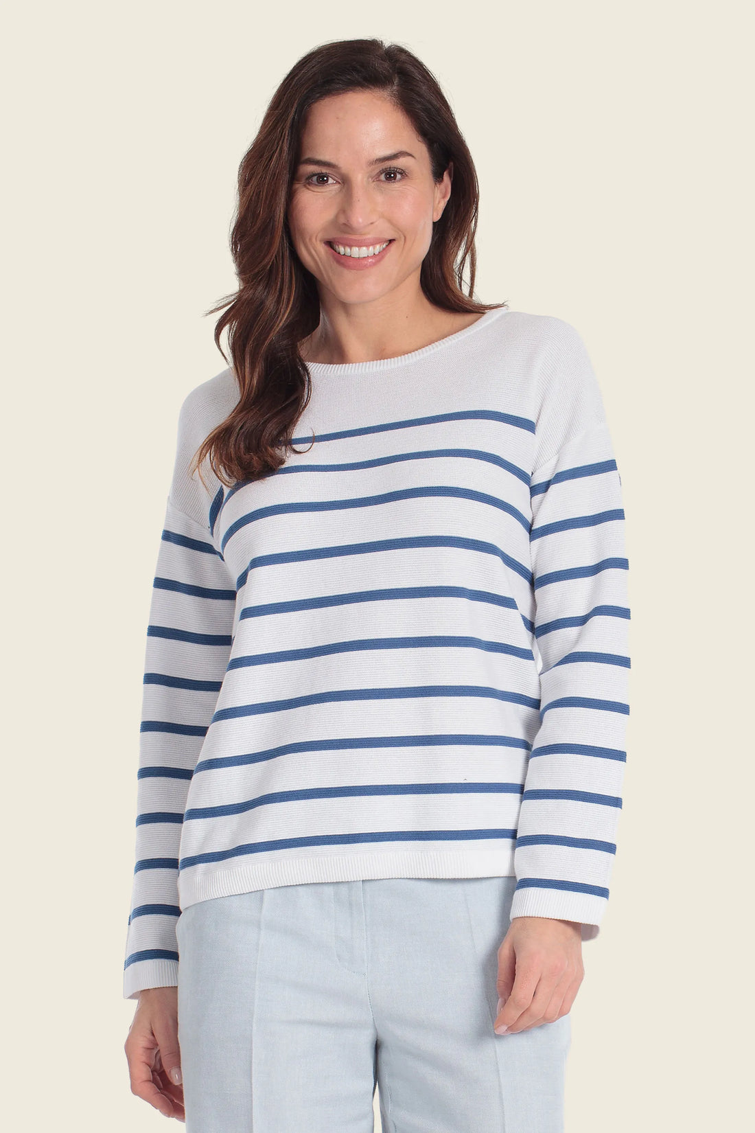 Gerry Weber Blue White Stripe Women Knitted Sweater SKU: N66009_646 Image 01