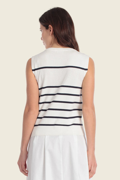 Gerry Weber Blue White Stripe Women Knitted Sweater Wool SKU: N66500_646 Image 02