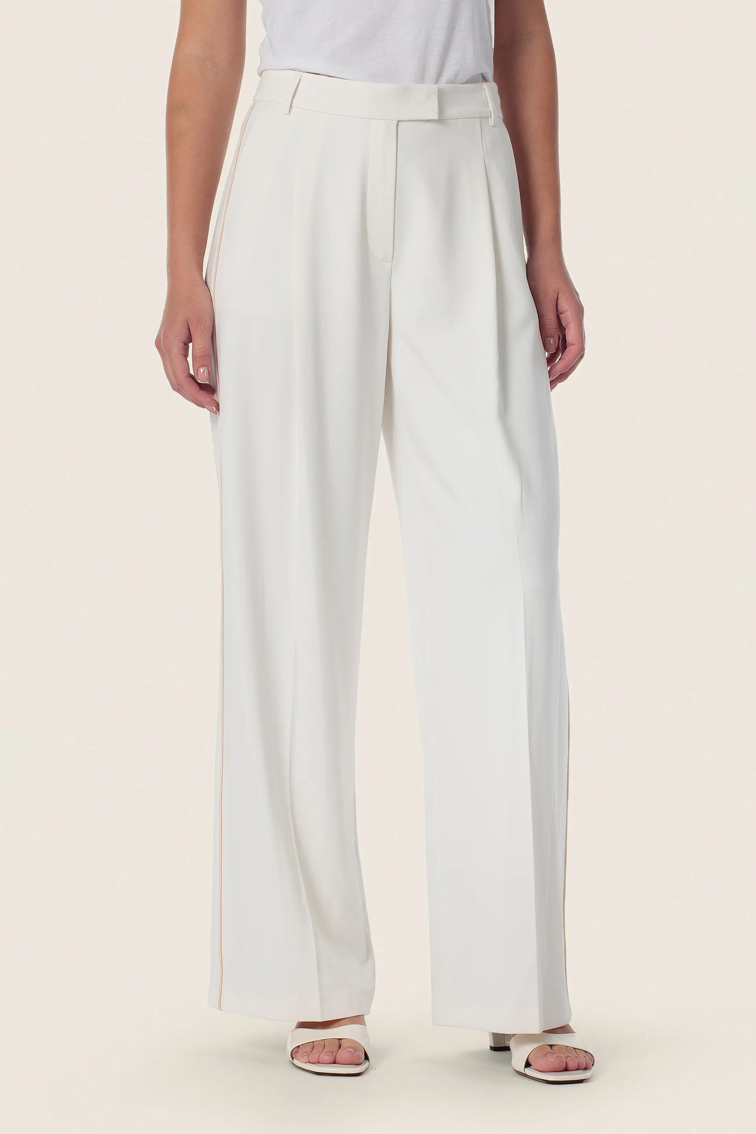 Gerry Weber White Nacre 0 White Dress Trousers SKU: N67007_222 Image 01