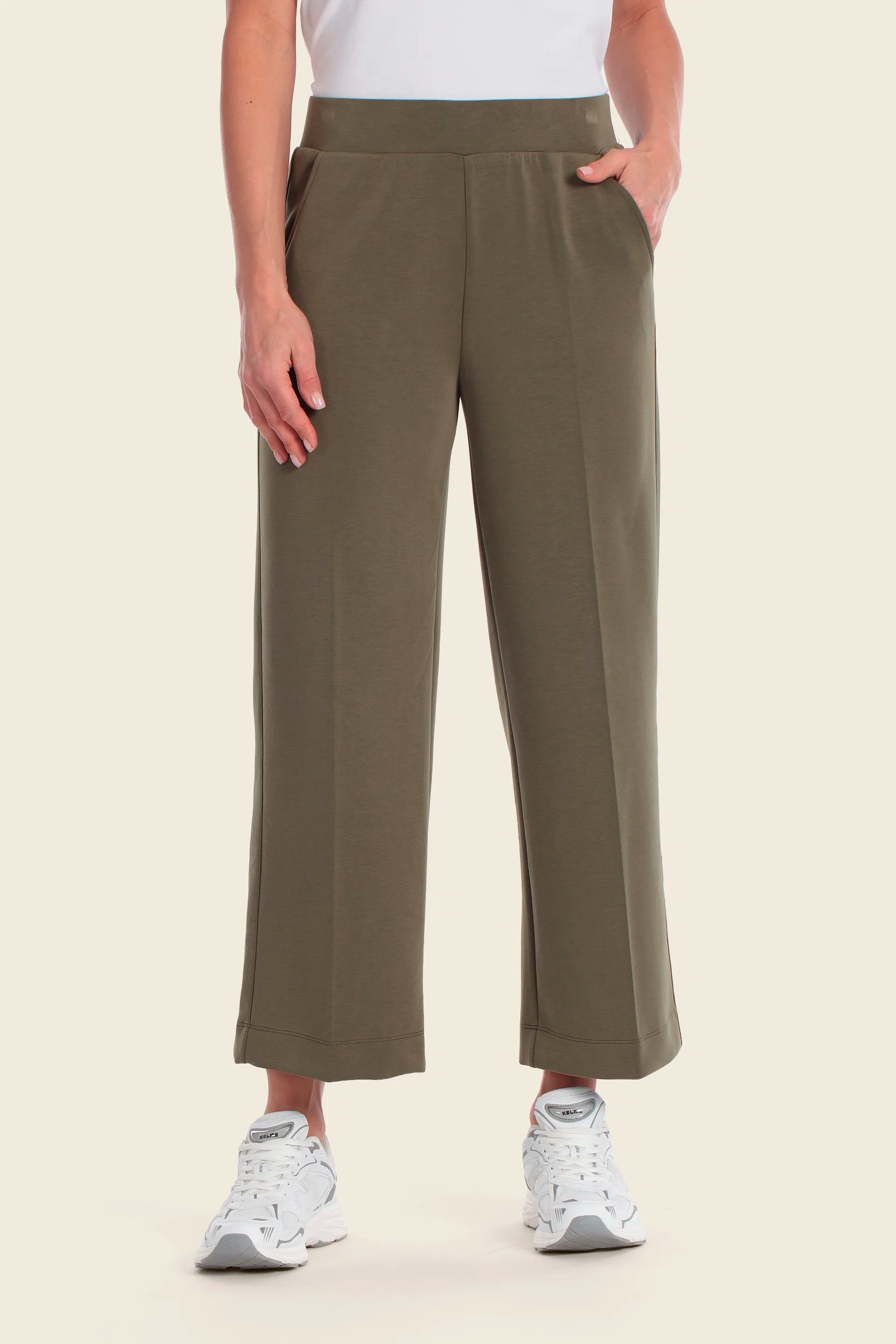 Gerry Weber Green Khaki 0 Green Cropped Sweatpants SKU: N67012_155 Image 01
