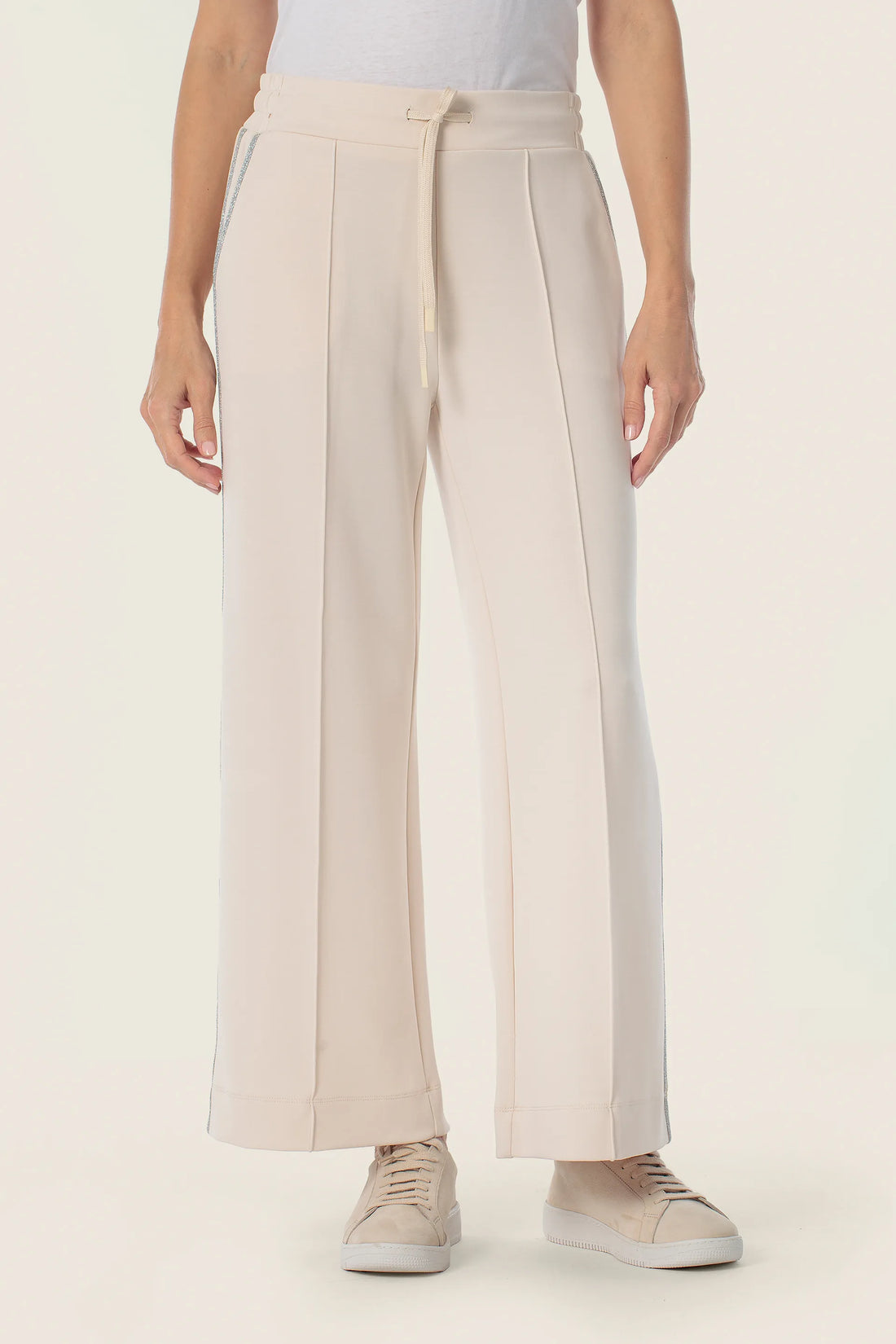 Gerry Weber Beige Sand 0 Cropped Wide Leg Sweatpants SKU: N67017_129 Image 01