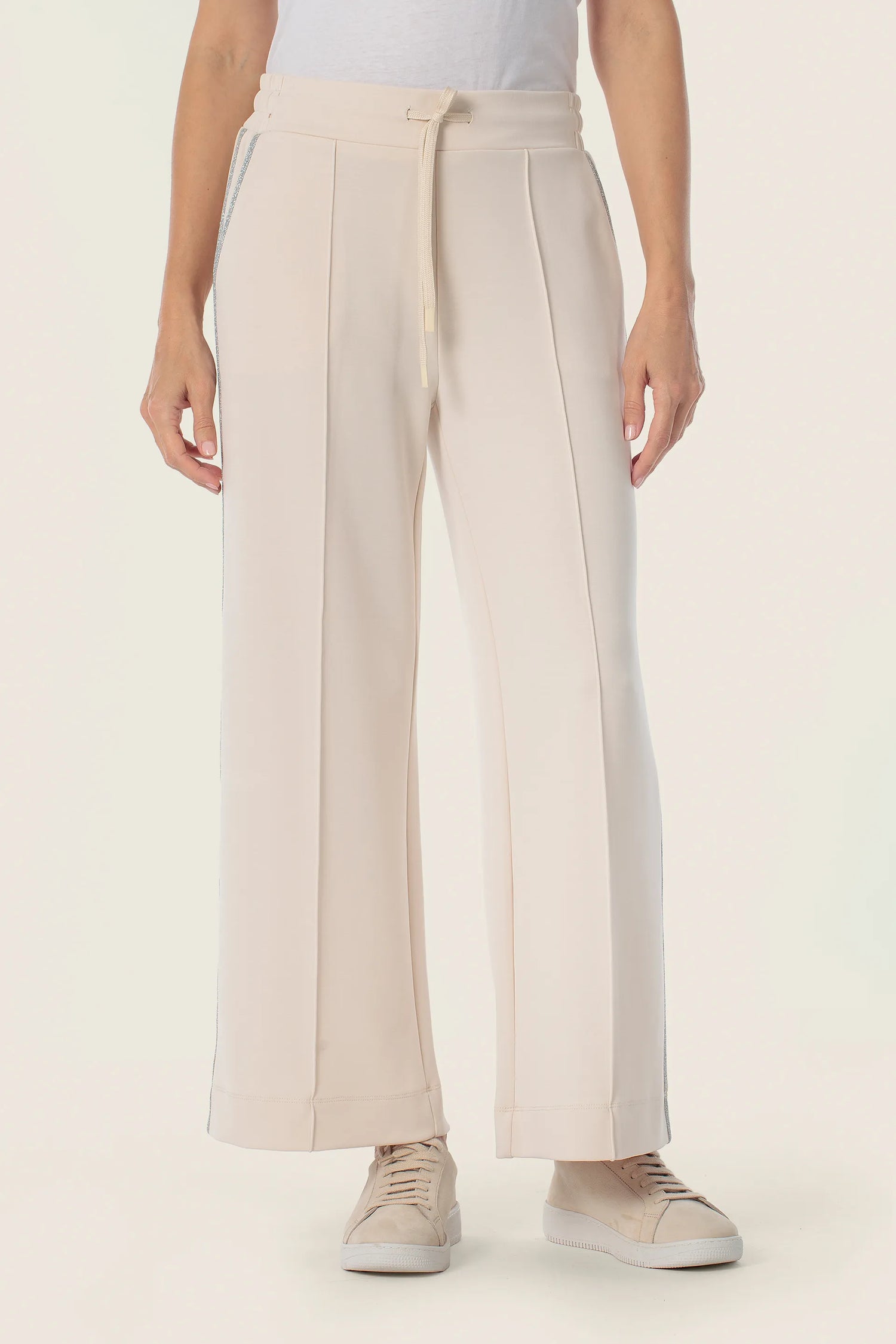 Gerry Weber Beige Sand 0 Cropped Wide Leg Sweatpants SKU: N67017_129 Image 01