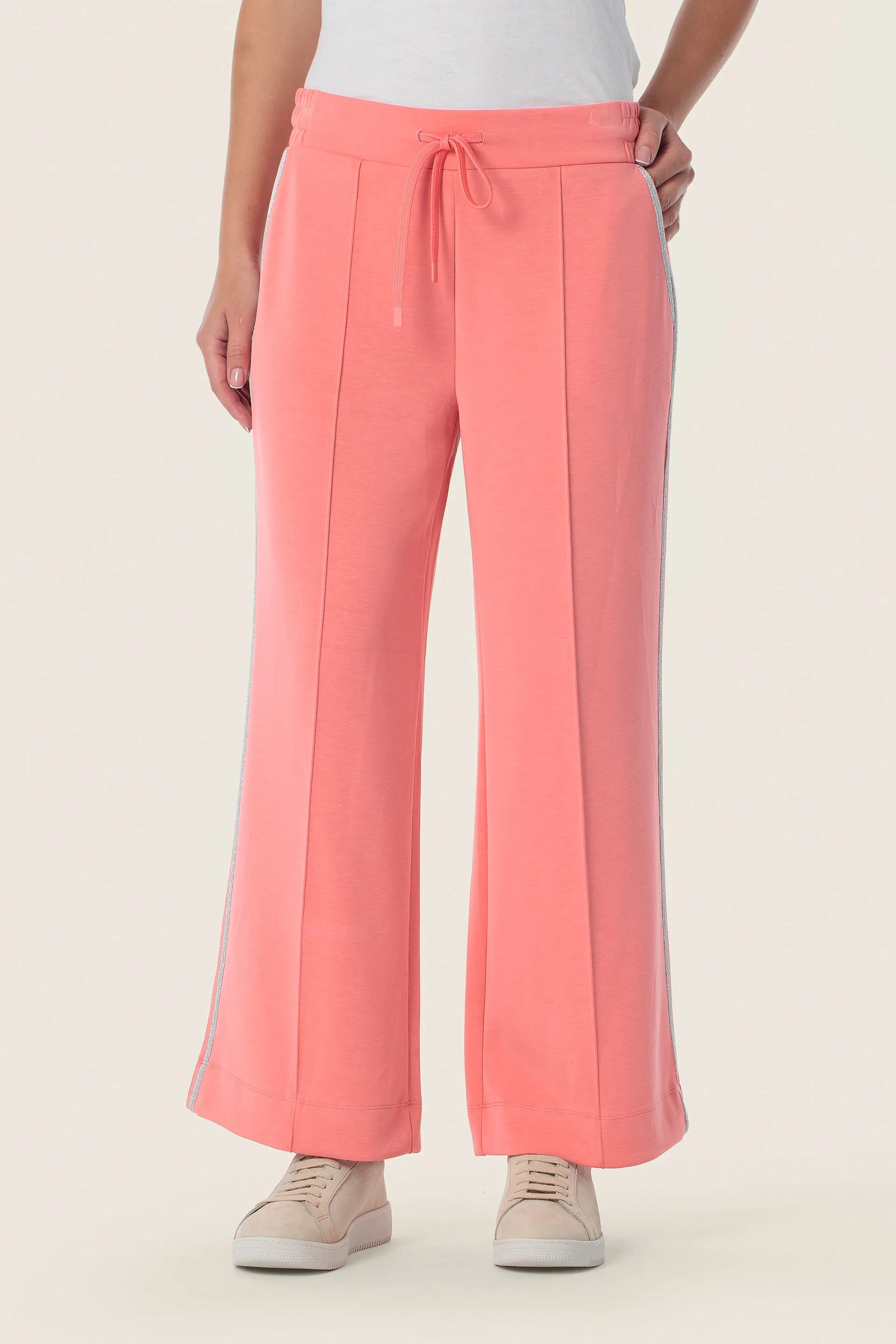 Gerry Weber Orange Coral 0 Cropped Wide Leg Sweatpants SKU: N67017_181 Image 01