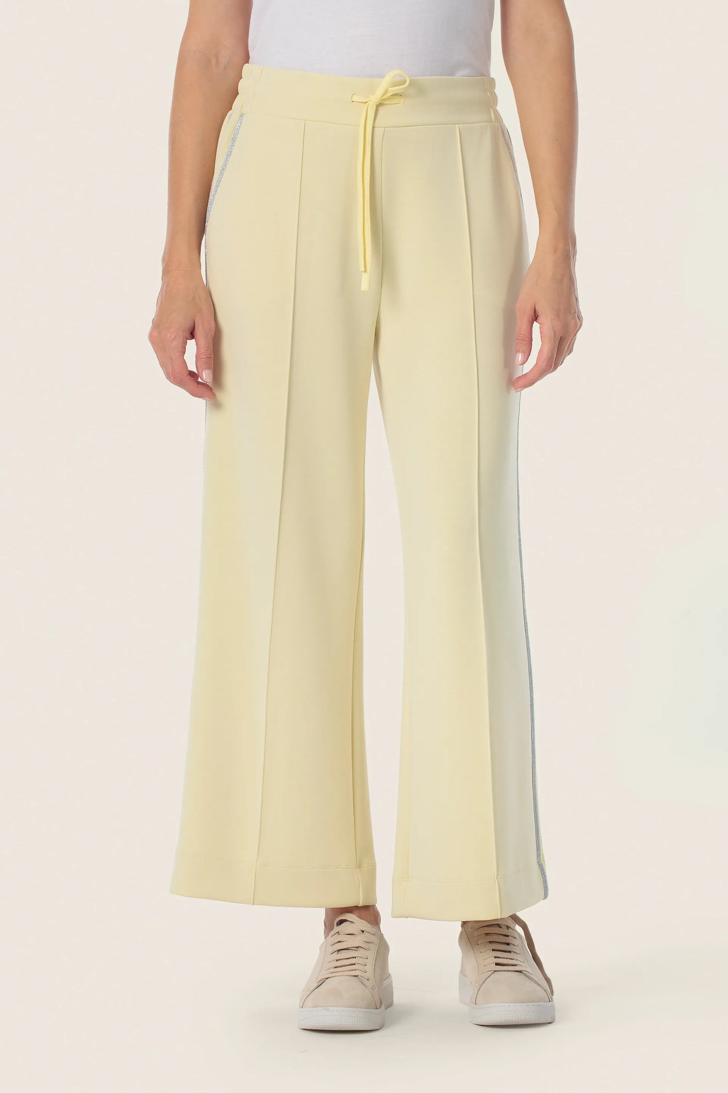 Gerry Weber Yellow Vanilla 0 Cropped Wide Leg Sweatpants SKU: N67017_209 Image 01