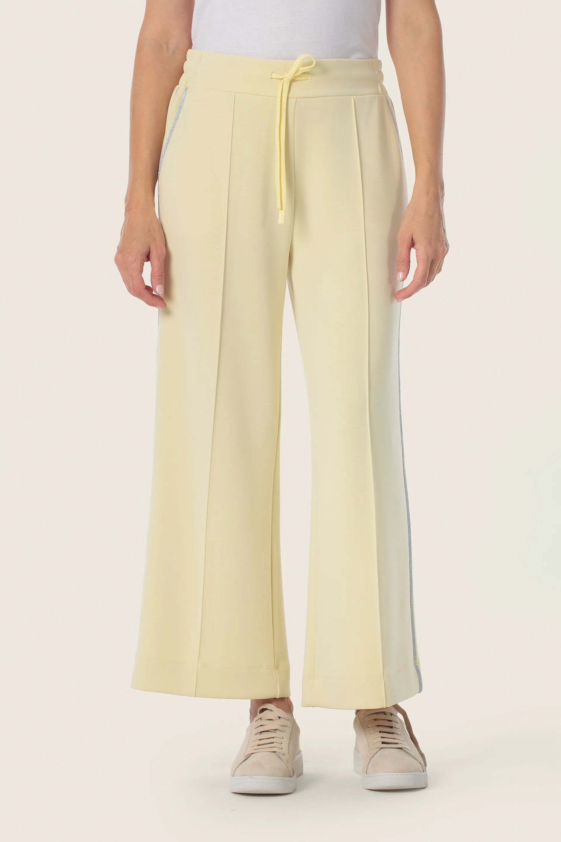 Gerry Weber Yellow Vanilla 0 Cropped Wide Leg Sweatpants SKU: N67017_209 Image 01