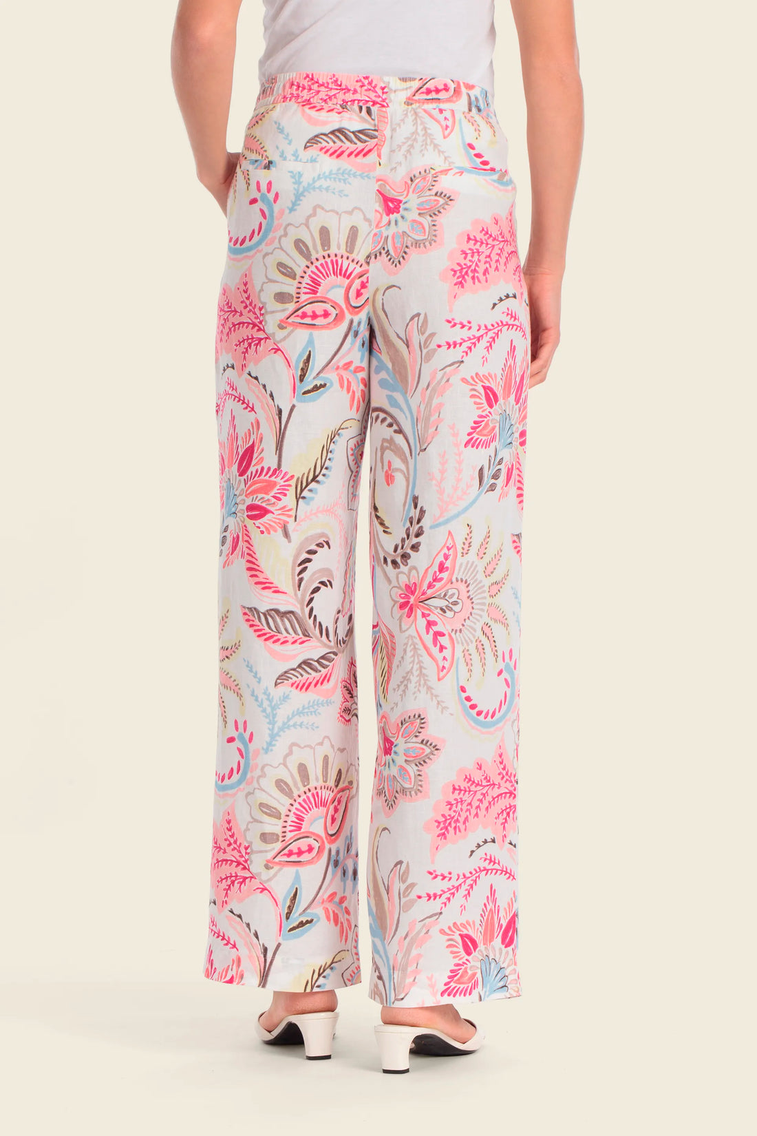 Gerry Weber Flowers &amp; Leaves White Print 0 Printed Slip On Trousers SKU: N67020_676 Image 02