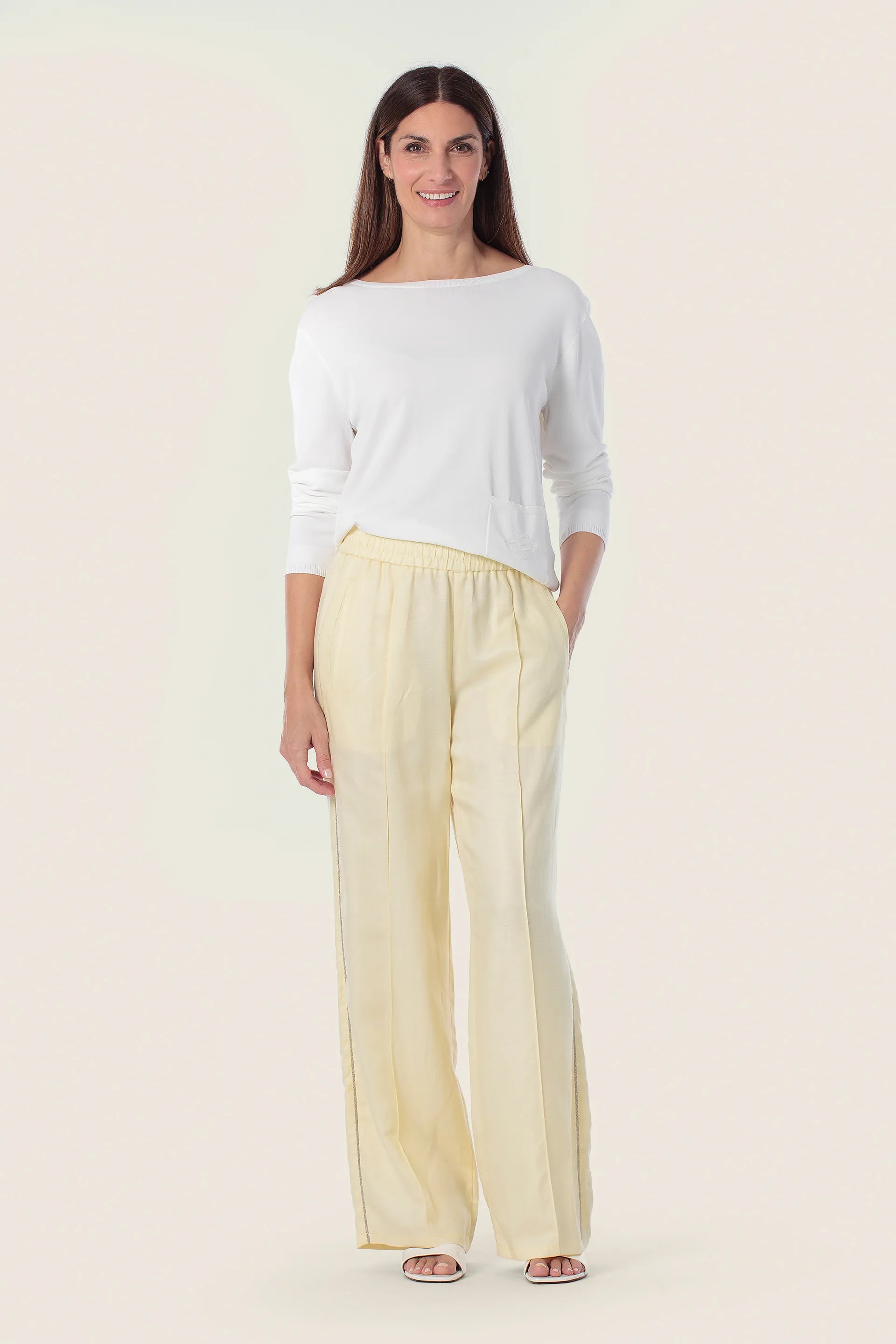 Gerry Weber Yellow Vanilla 0 Yellow Basic Trousers SKU: N67073_209 Image 03