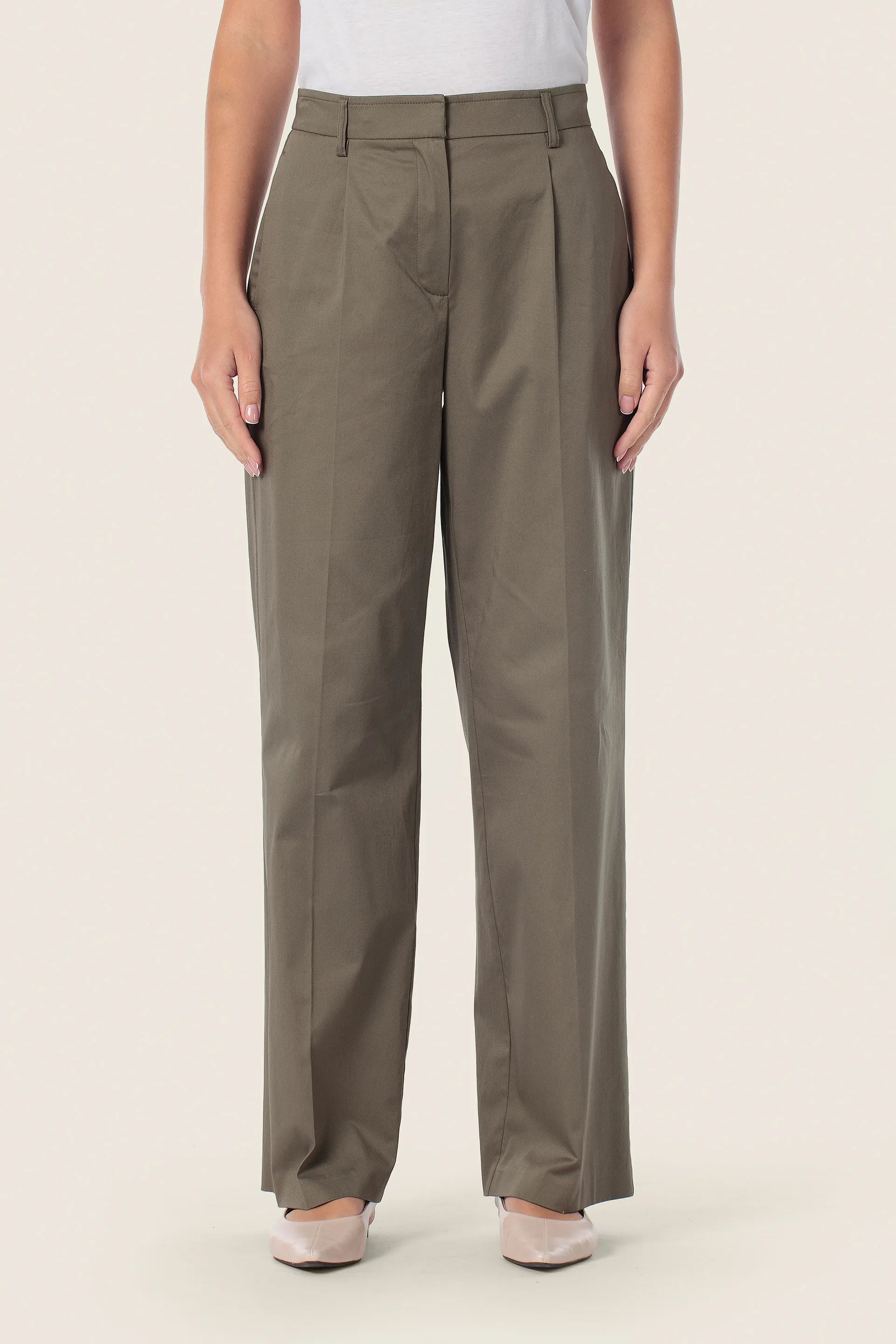 Gerry Weber Green Khaki 0 Green Basic Trousers SKU: N67089_155 Image 01