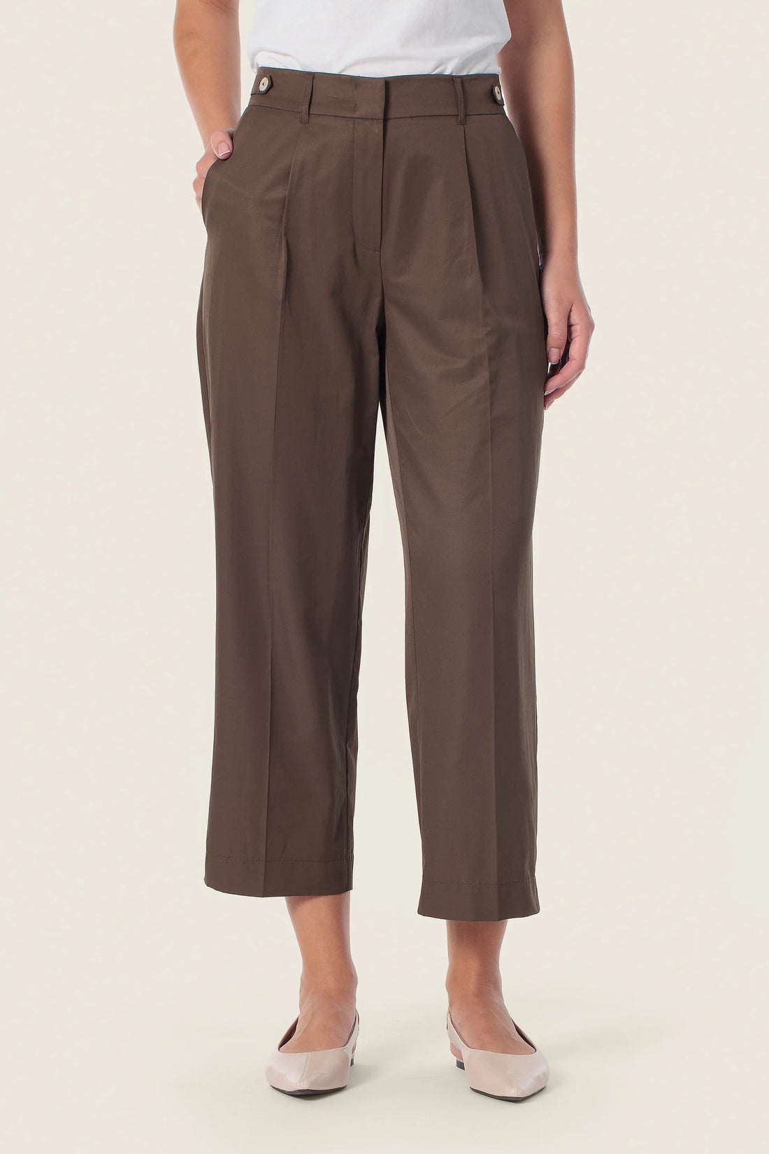 Gerry Weber Brown Chestnut 0 Brown Cropped Trousers SKU: N67106_357 Image 01
