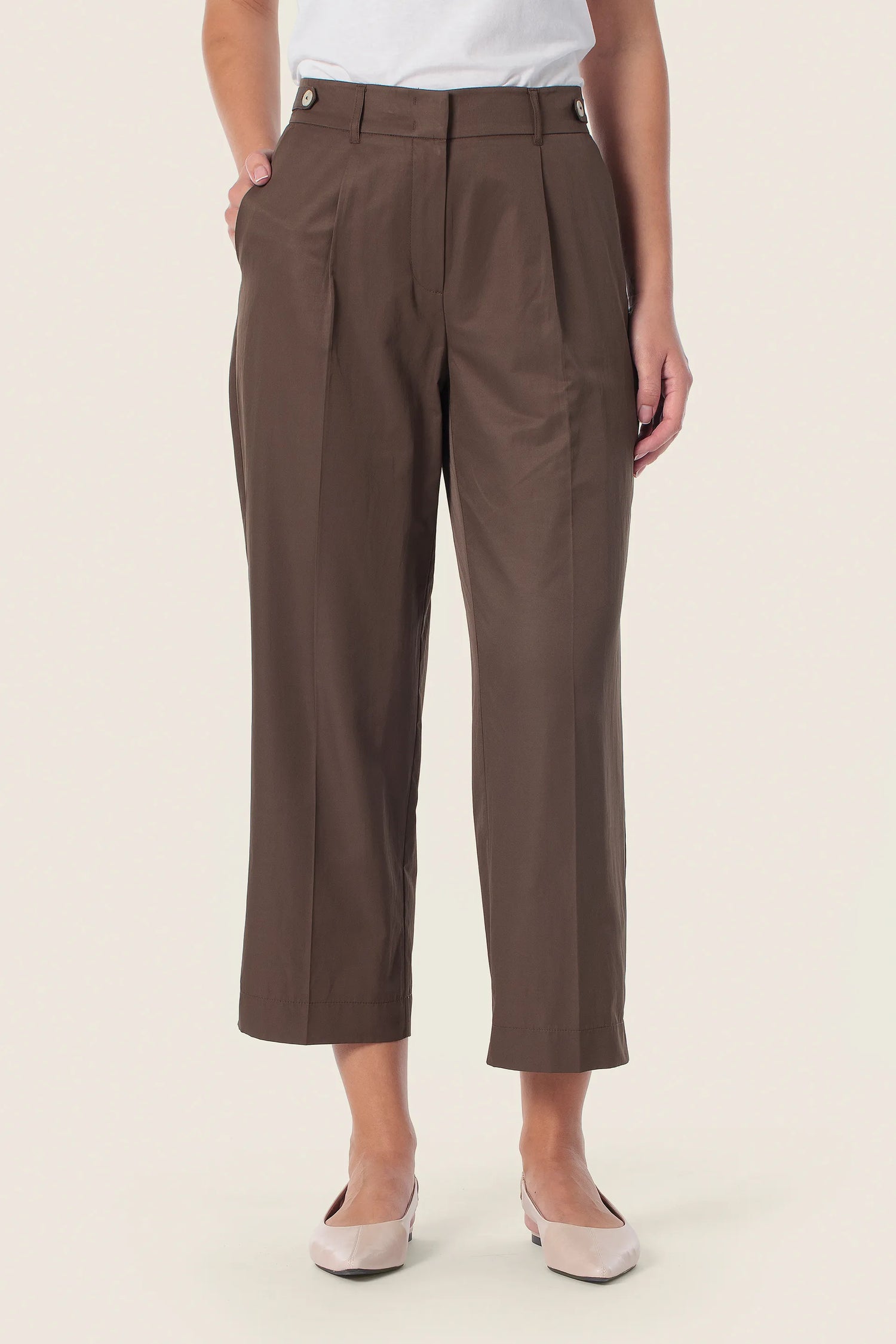Gerry Weber Brown Chestnut 0 Brown Cropped Trousers SKU: N67106_357 Image 01