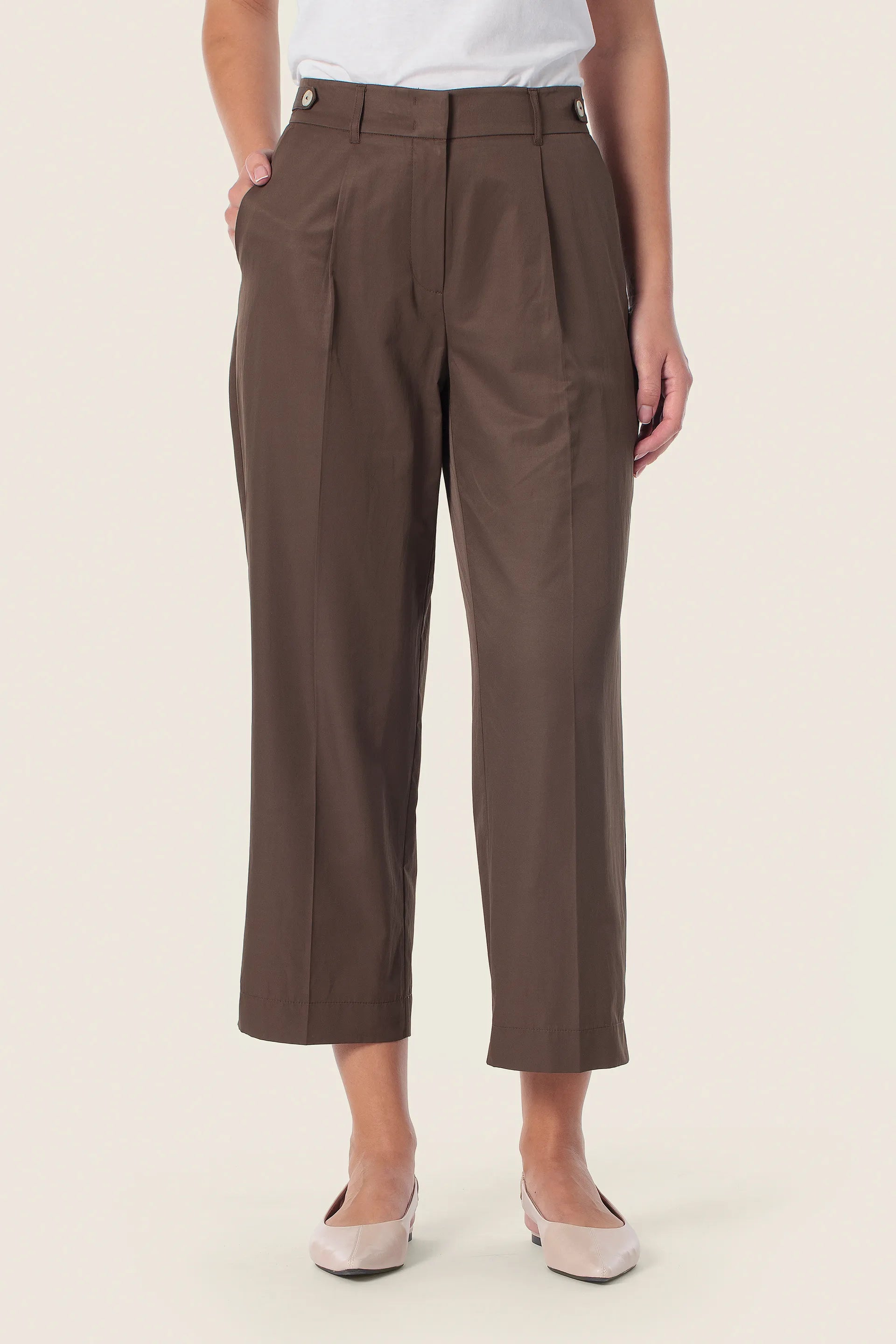 Gerry Weber Brown Chestnut 0 Brown Cropped Trousers SKU: N67106_357 Image 01