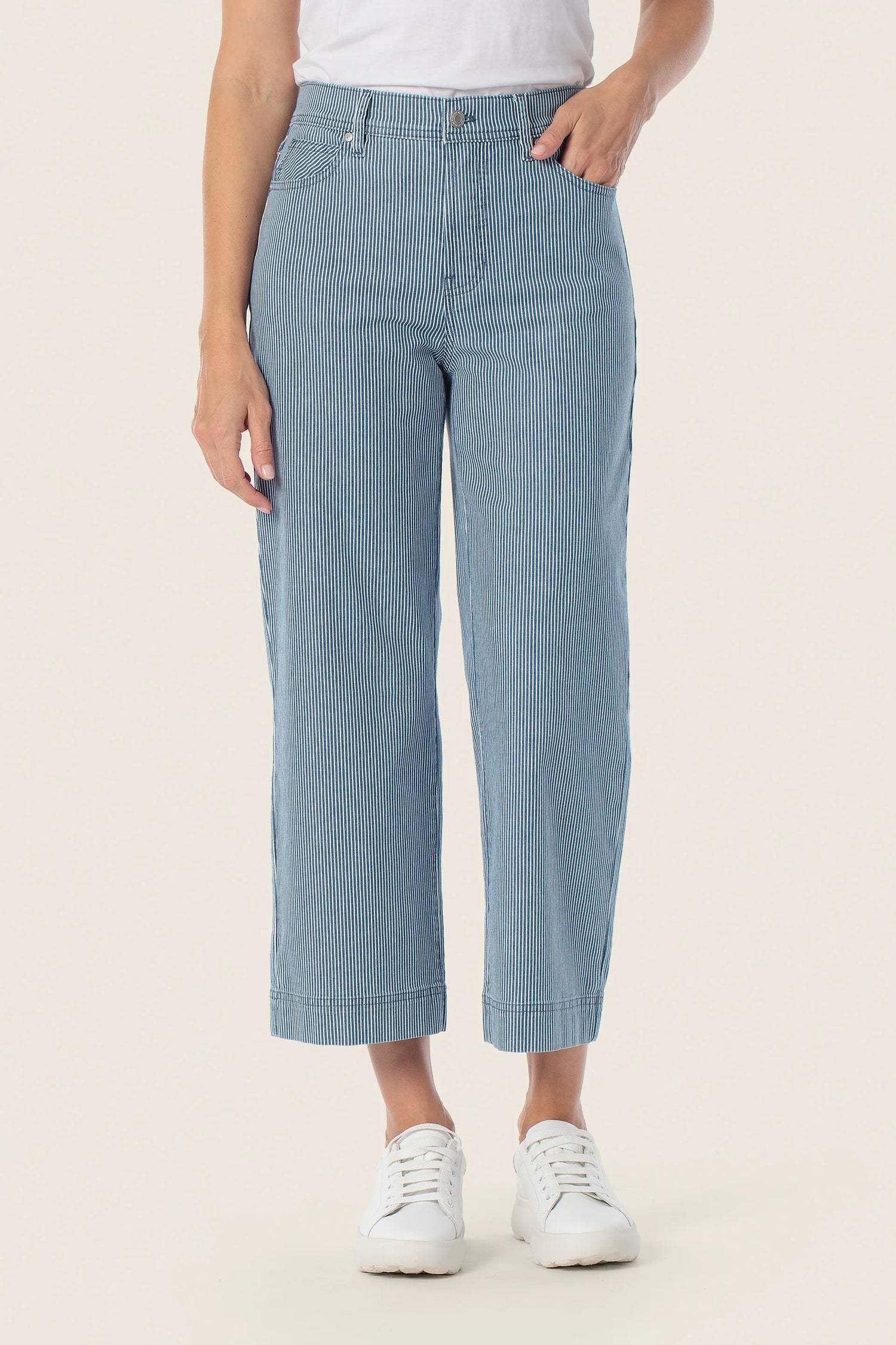 Gerry Weber Blue Denim 0 Denim Striped Trousers SKU: N67111_106 Image 01