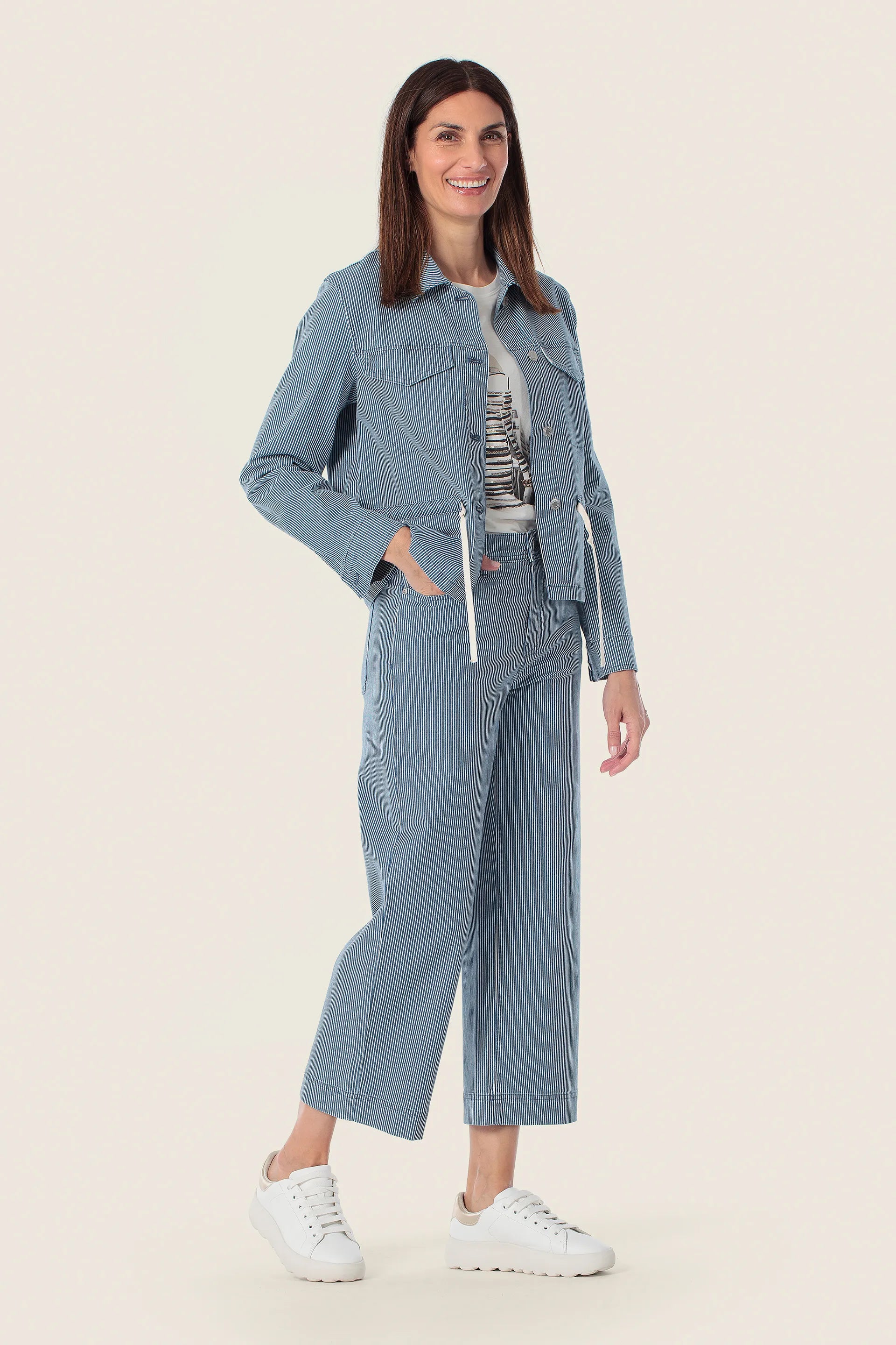 Gerry Weber Blue Denim 0 Denim Striped Trousers SKU: N67111_106 Image 03