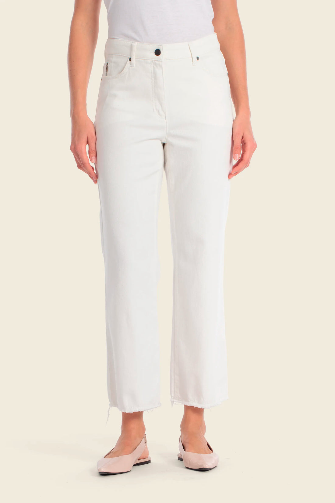 Gerry Weber White Off White 0 White Cropped Jeans SKU: N67112_121 Image 01