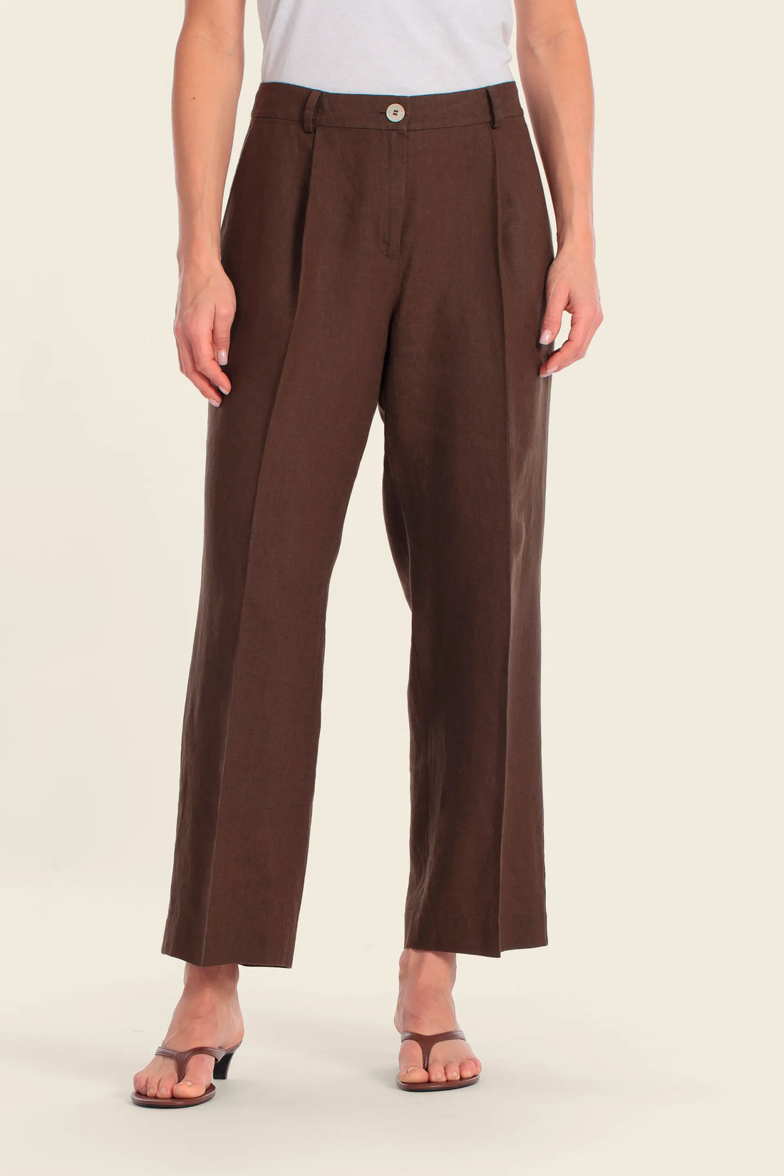 Gerry Weber Brown Chestnut Women Cotton Capri Trouser SKU: N67117_357 Image 01