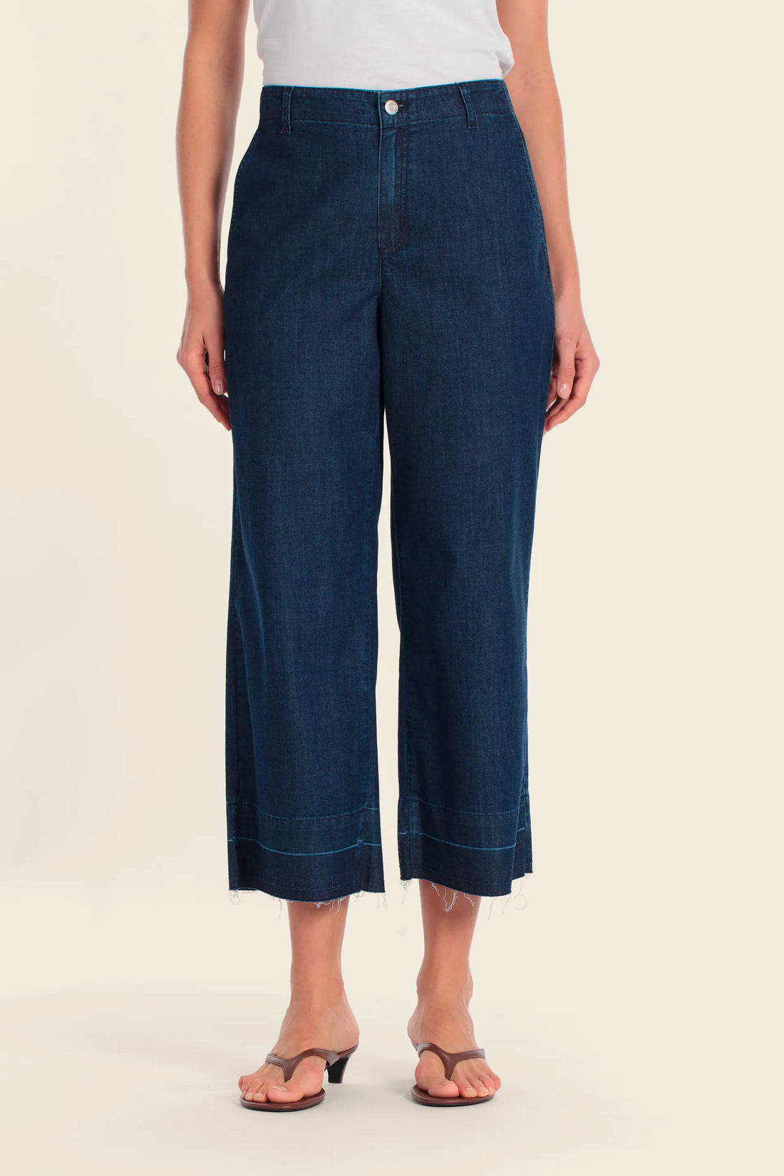 Gerry Weber Blue Dark Denim 0 Cropped Wide Leg Jeans SKU: N67118_397 Image 01