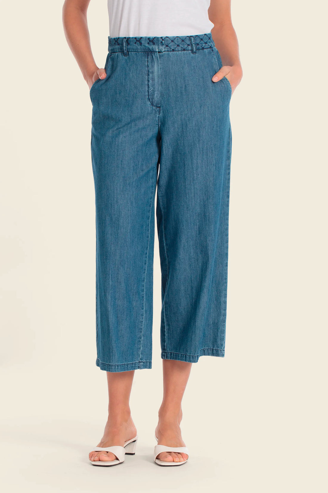 Gerry Weber Blue Medium Denim Women Wide Trouser SKU: N67151_396 Image 01