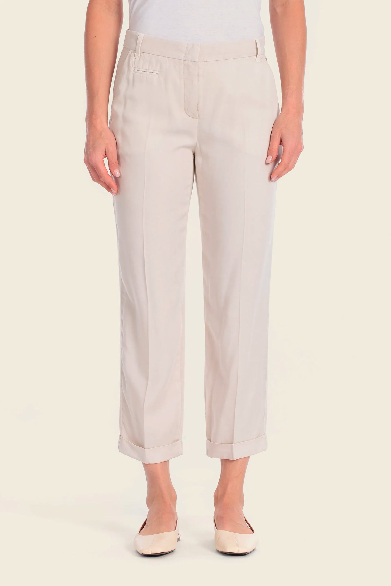 Gerry Weber Sand Shell 0 Beige Cropped Chino Trousers SKU: N67181_671 Image 01