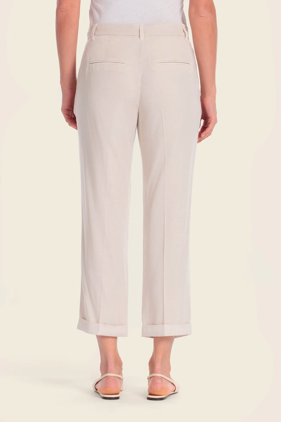 Gerry Weber Sand Shell 0 Beige Cropped Chino Trousers SKU: N67181_671 Image 02