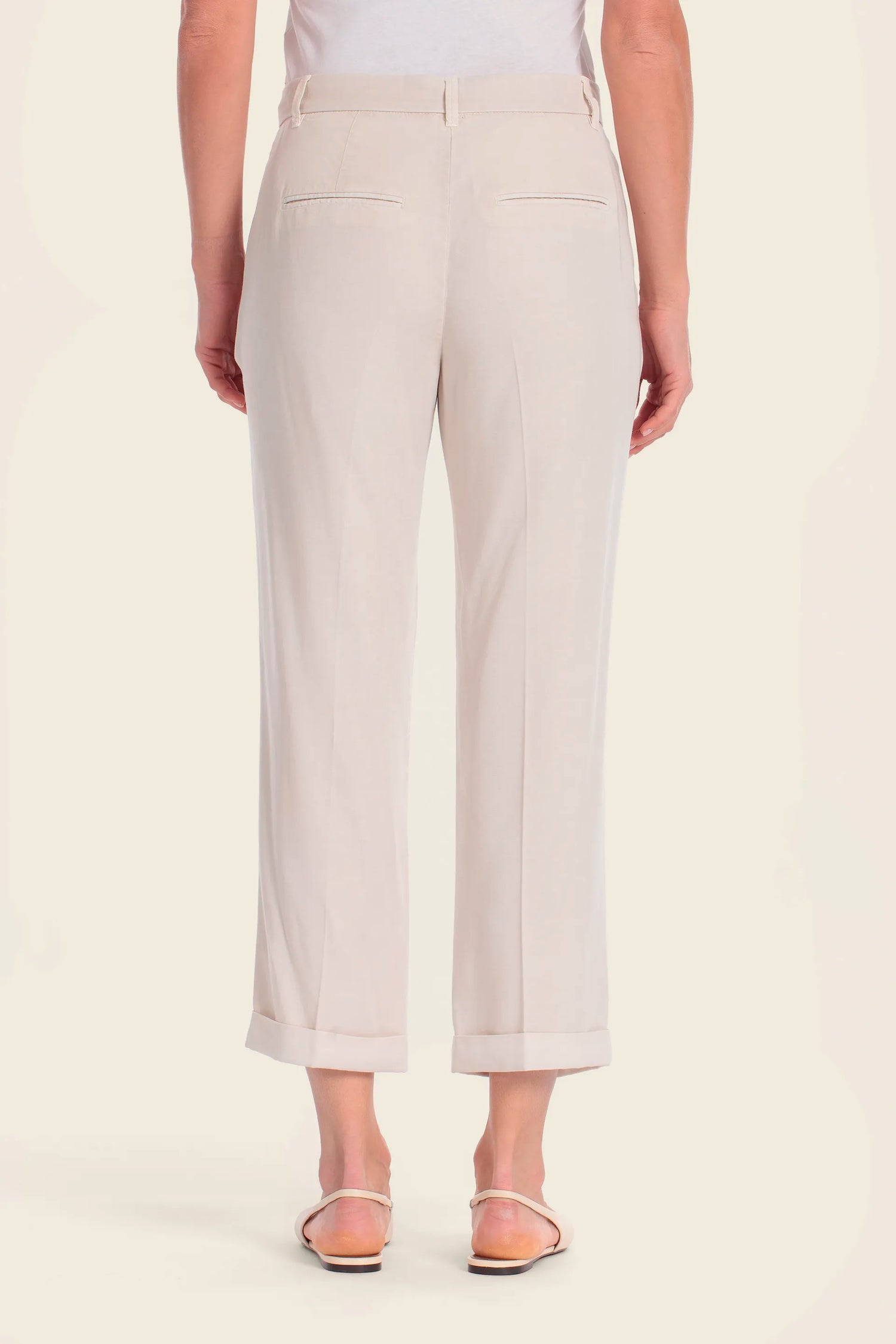 Gerry Weber Sand Shell 0 Beige Cropped Chino Trousers SKU: N67181_671 Image 02