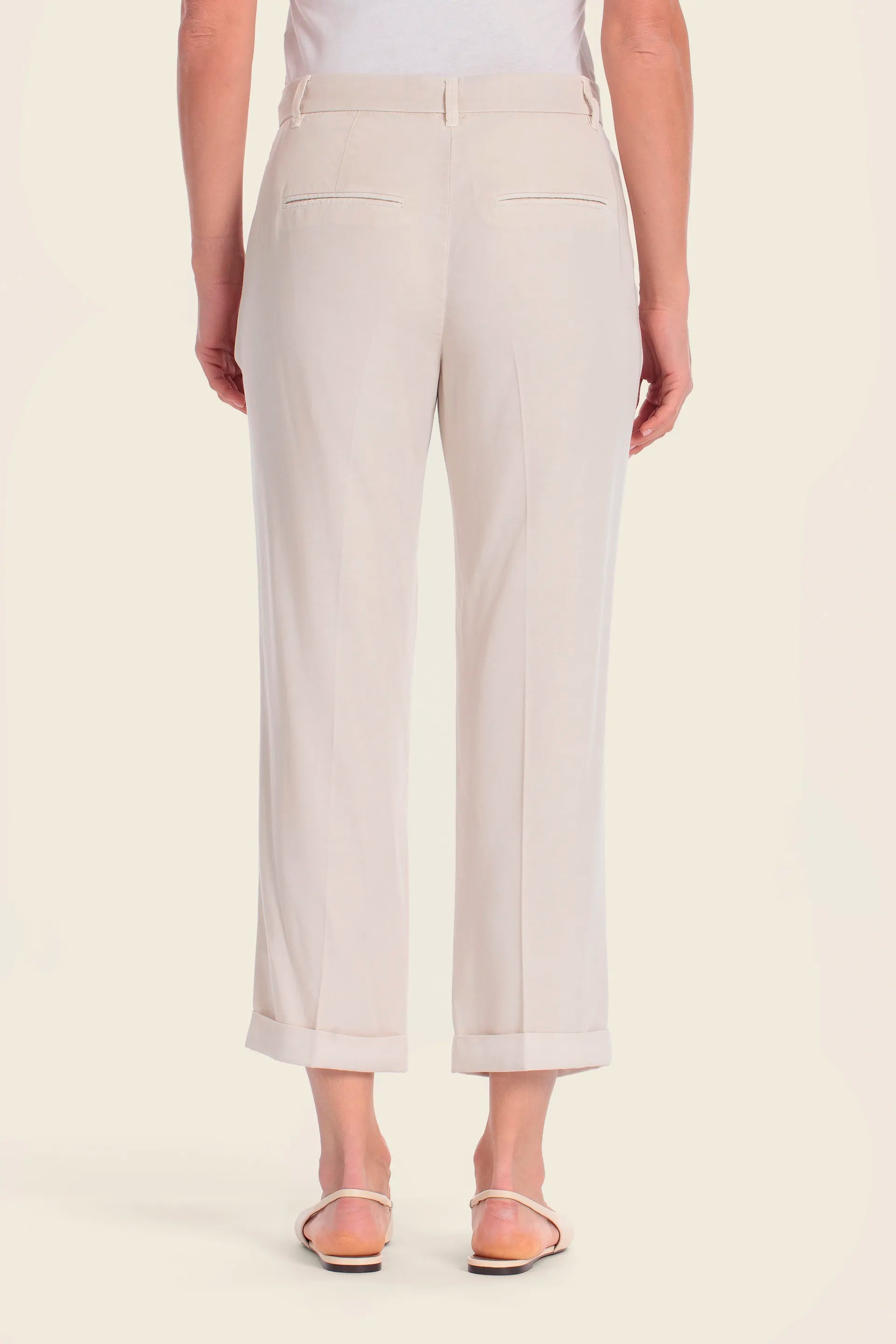 Gerry Weber Sand Shell 0 Beige Cropped Chino Trousers SKU: N67181_671 Image 02