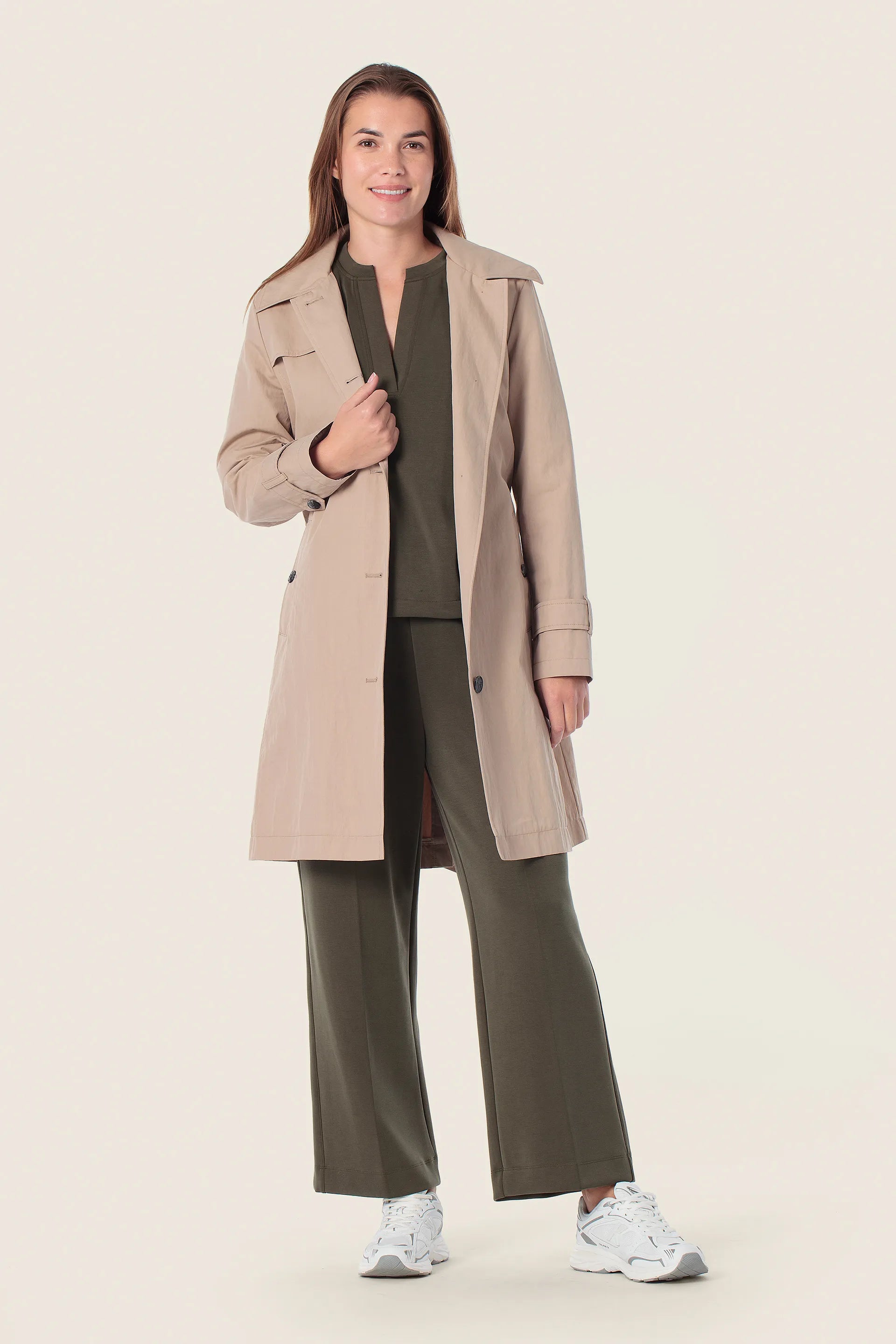 Gerry Weber Beige Camel 0 Long Beige Trench Coat SKU: N68204_144 Image 03