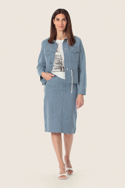 Gerry Weber Blue Denim 0 Denim Striped Jacket SKU: N68221_106 Image 03