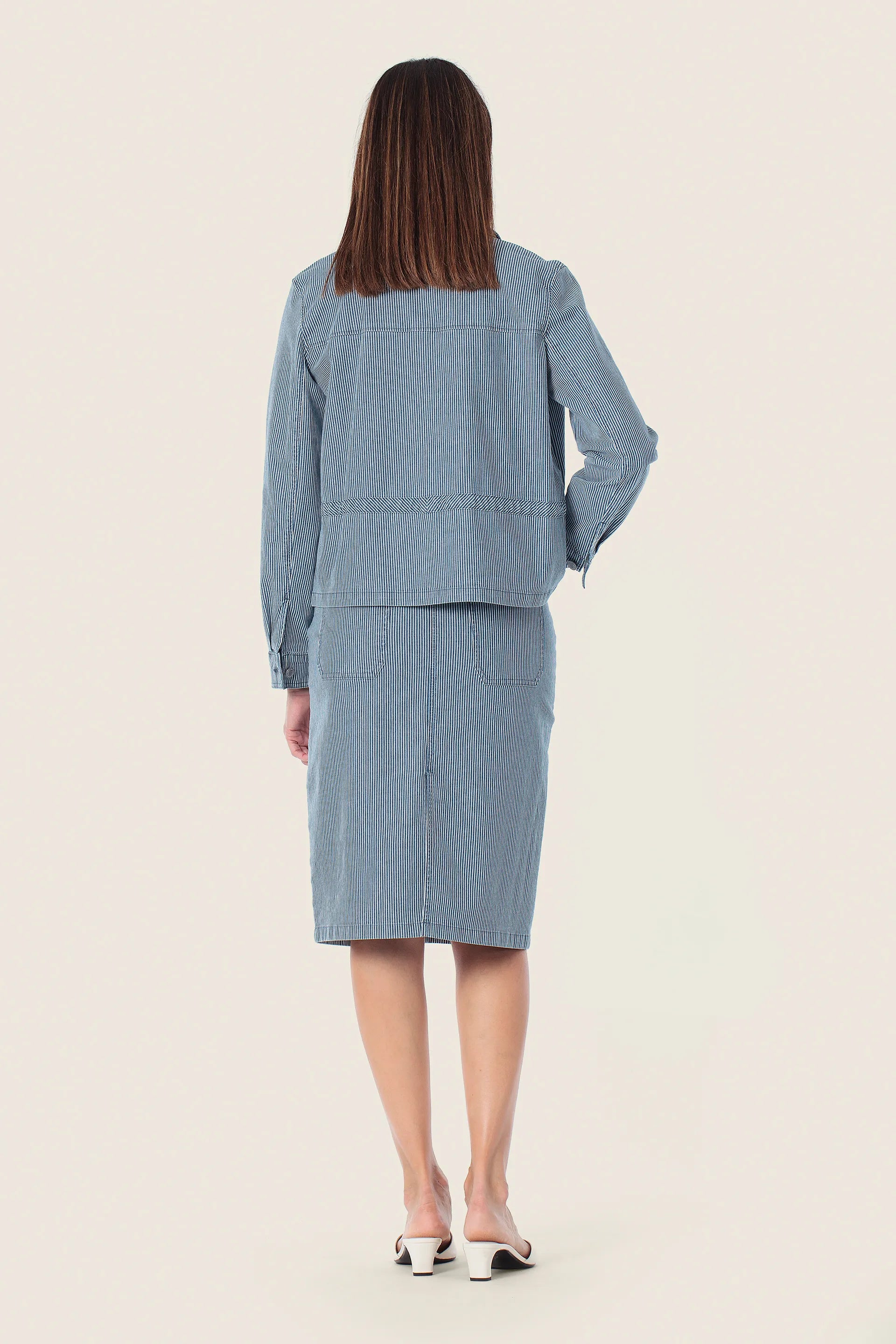 Gerry Weber Blue Denim 0 Denim Striped Jacket SKU: N68221_106 Image 04